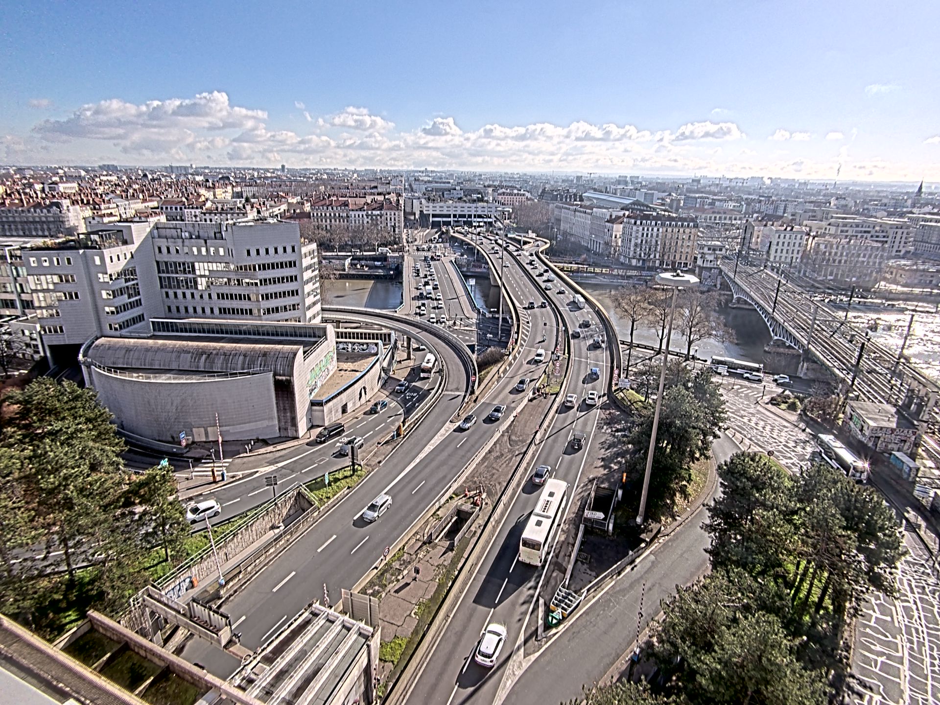 Caméra autoroute à Lyon Perrache à l'entrée Sud du Tunnel sous Fourvière, en direction de Marseille