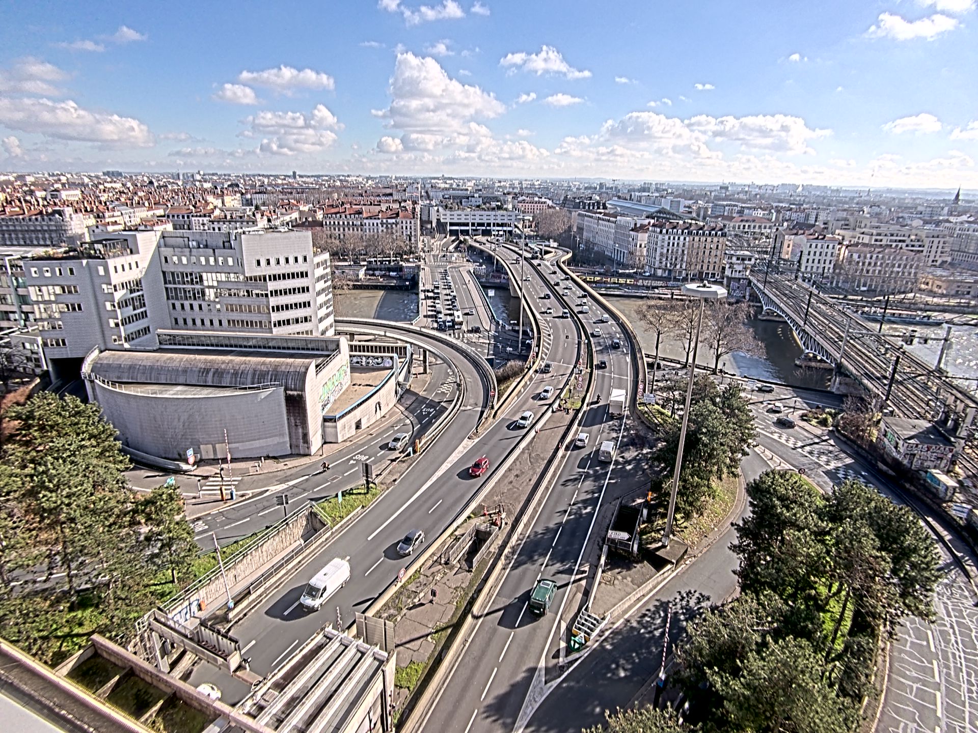 Caméra autoroute à Lyon Perrache à l'entrée Sud du Tunnel sous Fourvière, en direction de Marseille