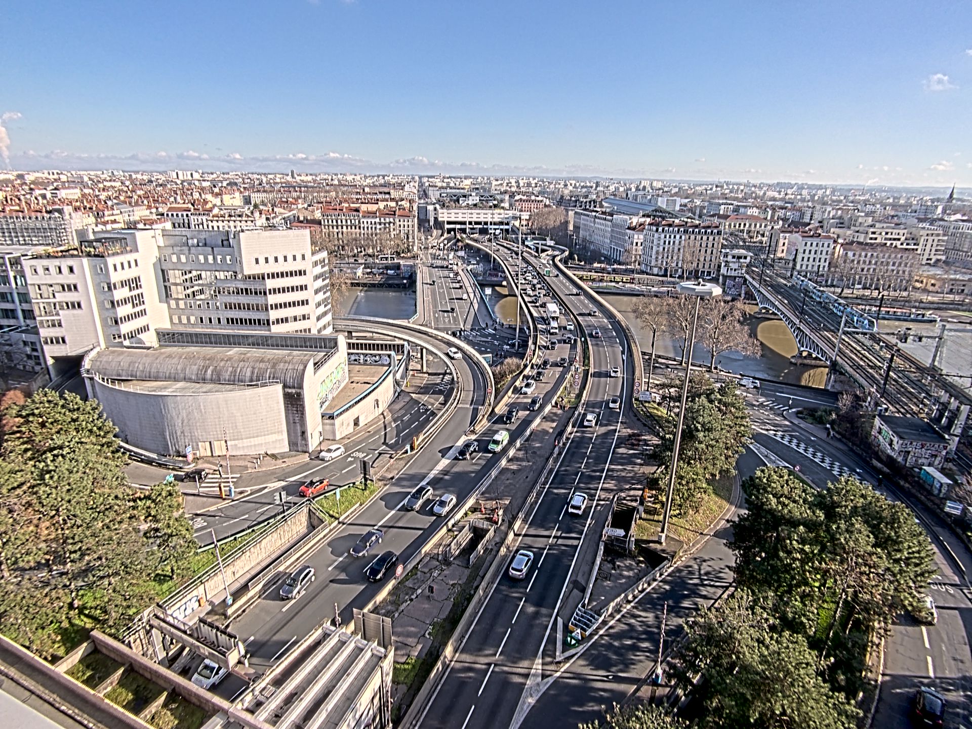 Caméra autoroute à Lyon Perrache à l'entrée Sud du Tunnel sous Fourvière, en direction de Marseille