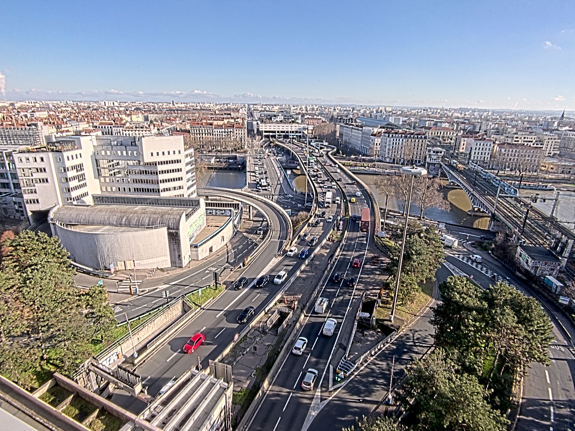 Caméra autoroute à Lyon Perrache à l'entrée Sud du Tunnel sous Fourvière, en direction de Marseille