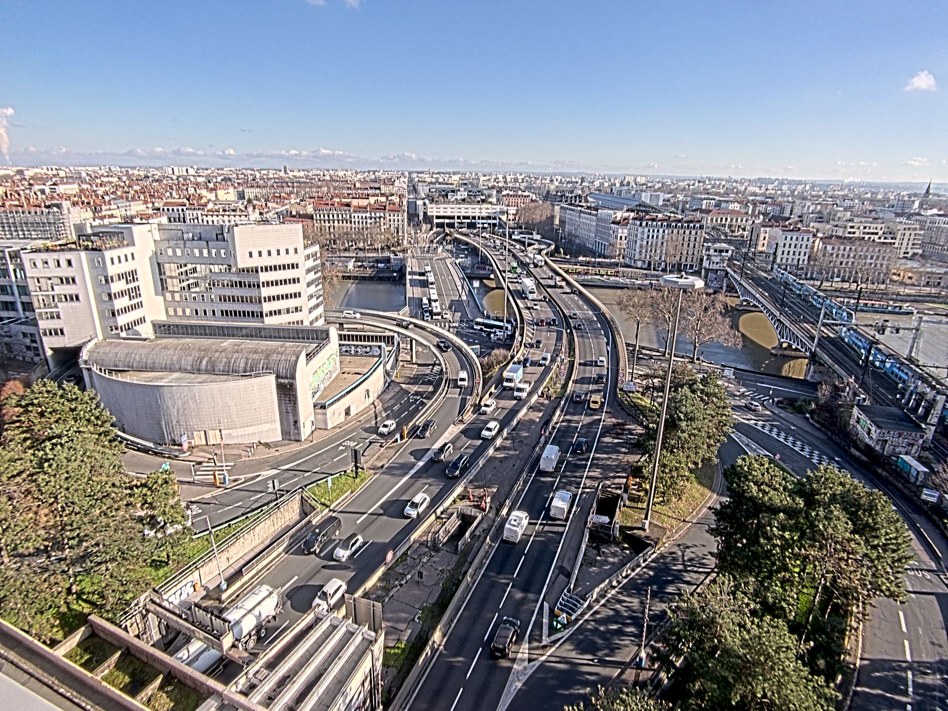 Caméra autoroute à Lyon Perrache à l'entrée Sud du Tunnel sous Fourvière, en direction de Marseille