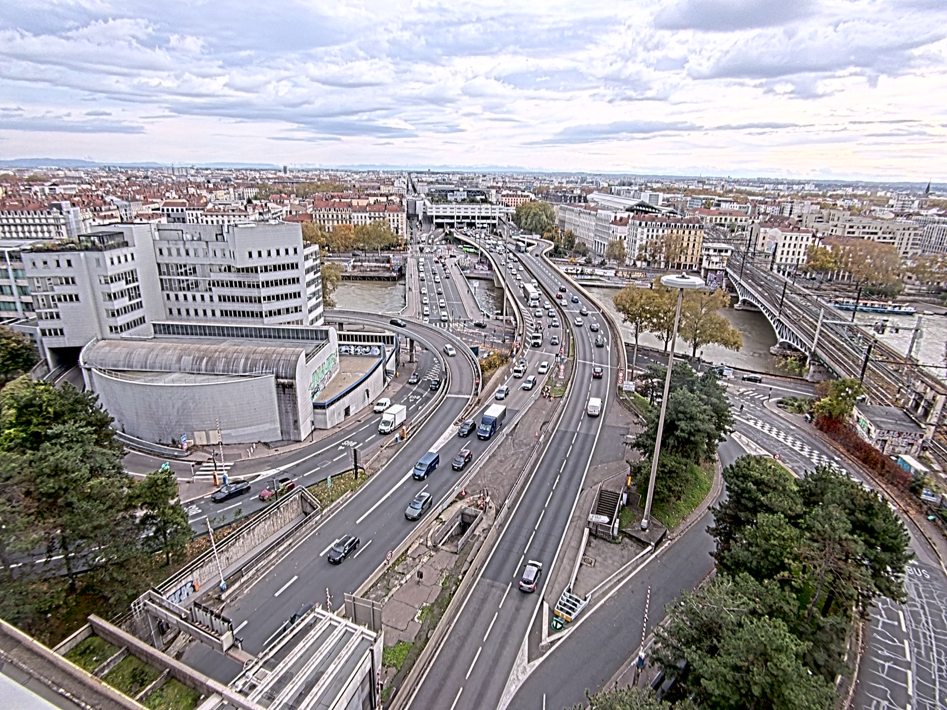 Caméra autoroute à Lyon Perrache à l'entrée Sud du Tunnel sous Fourvière, en direction de Marseille