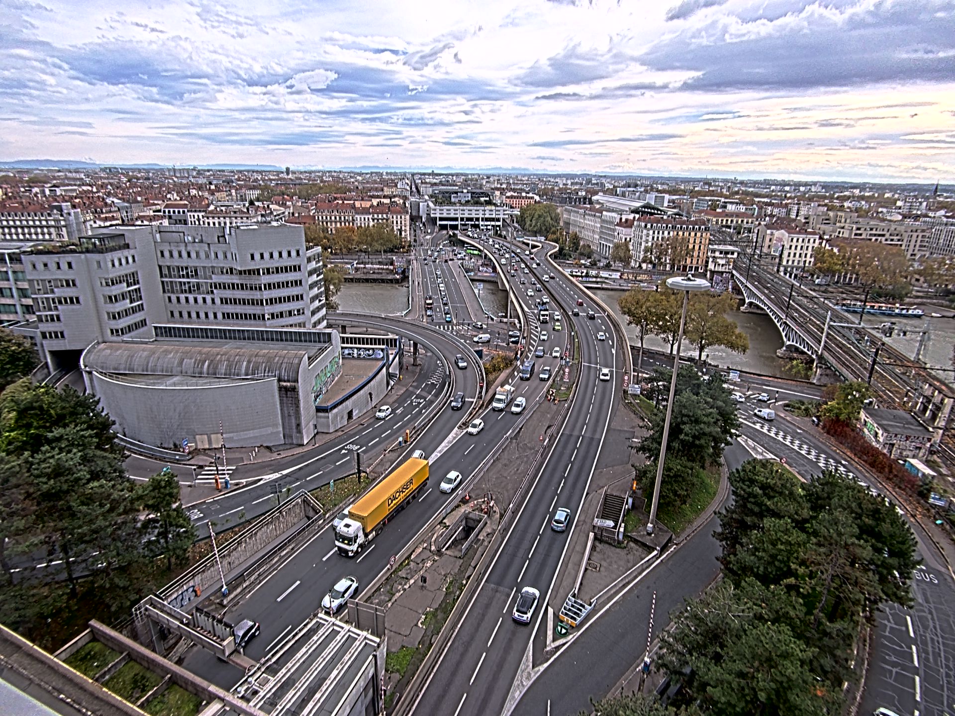 Caméra autoroute à Lyon Perrache à l'entrée Sud du Tunnel sous Fourvière, en direction de Marseille