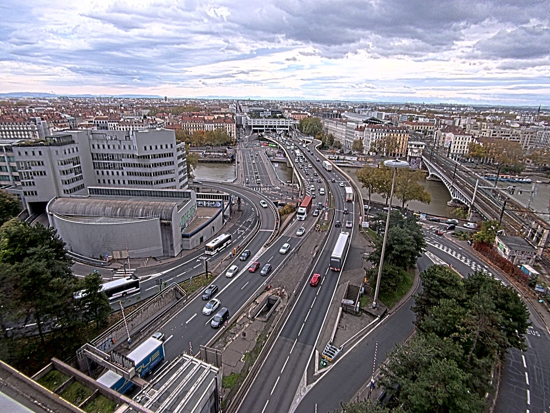Caméra autoroute à Lyon Perrache à l'entrée Sud du Tunnel sous Fourvière, en direction de Marseille