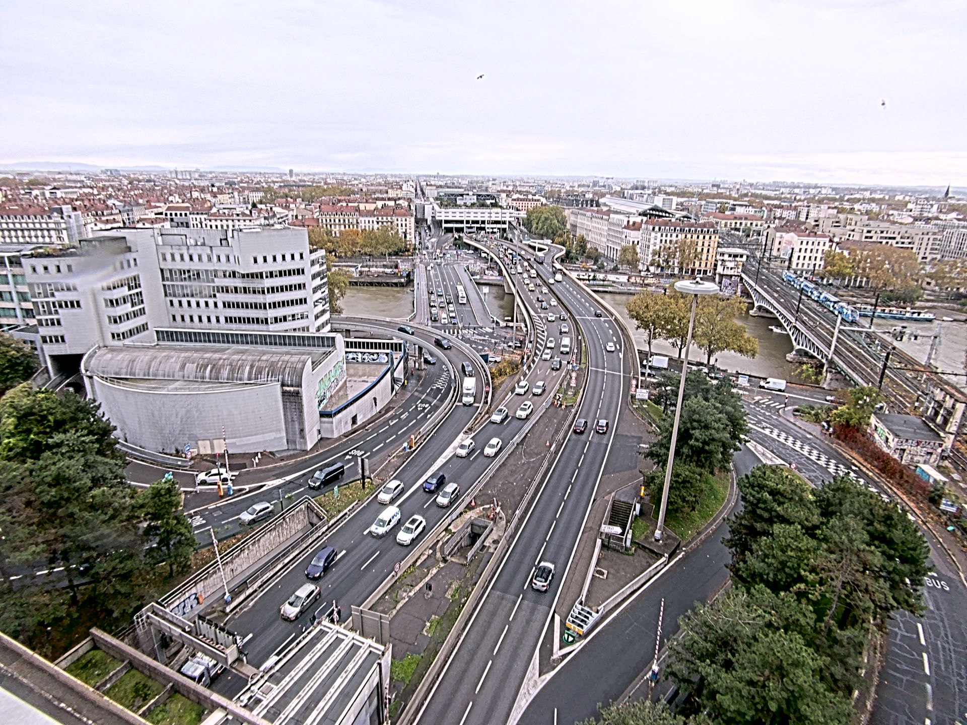 Caméra autoroute à Lyon Perrache à l'entrée Sud du Tunnel sous Fourvière, en direction de Marseille