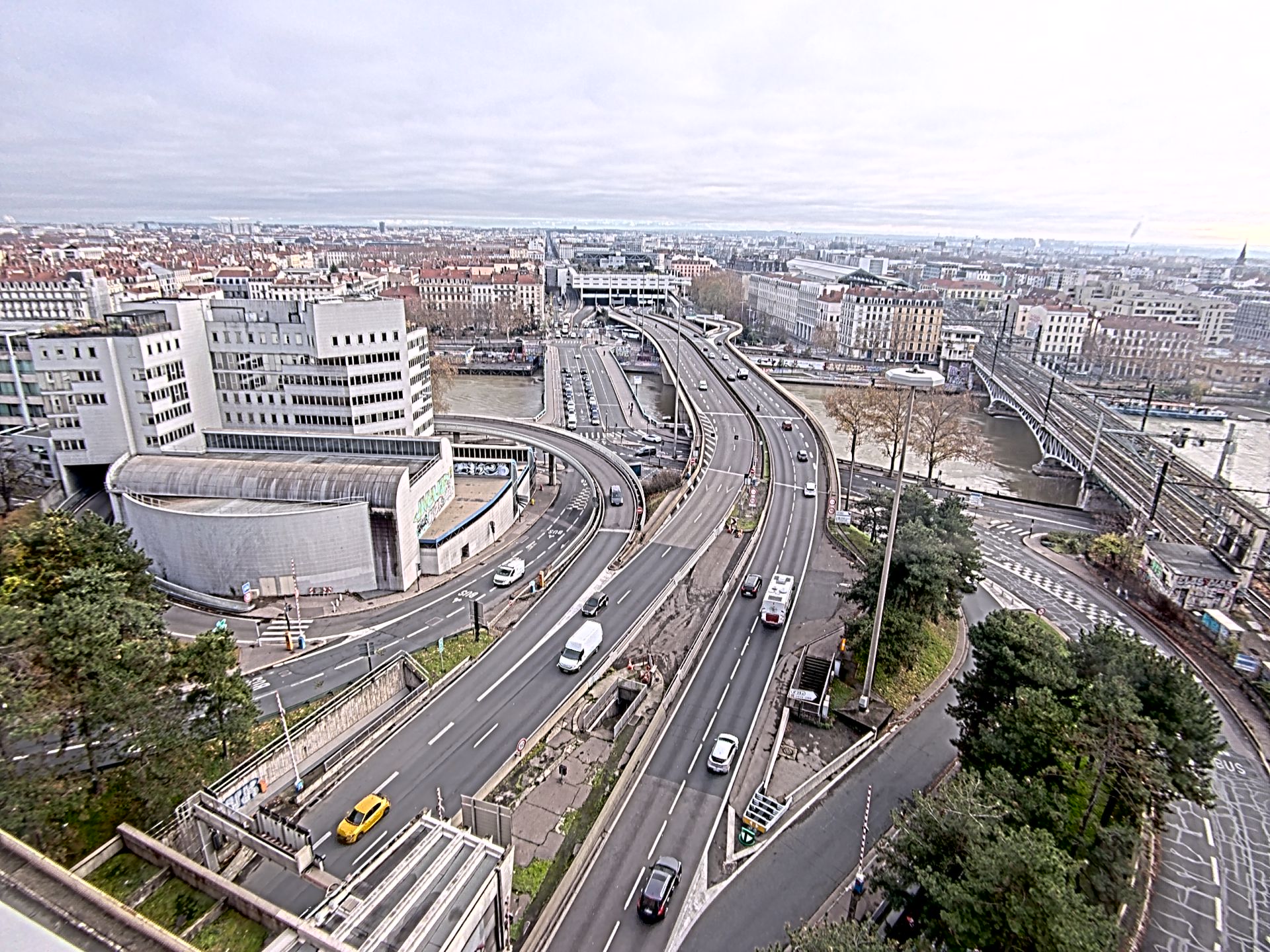 Caméra autoroute à Lyon Perrache à l'entrée Sud du Tunnel sous Fourvière, en direction de Marseille