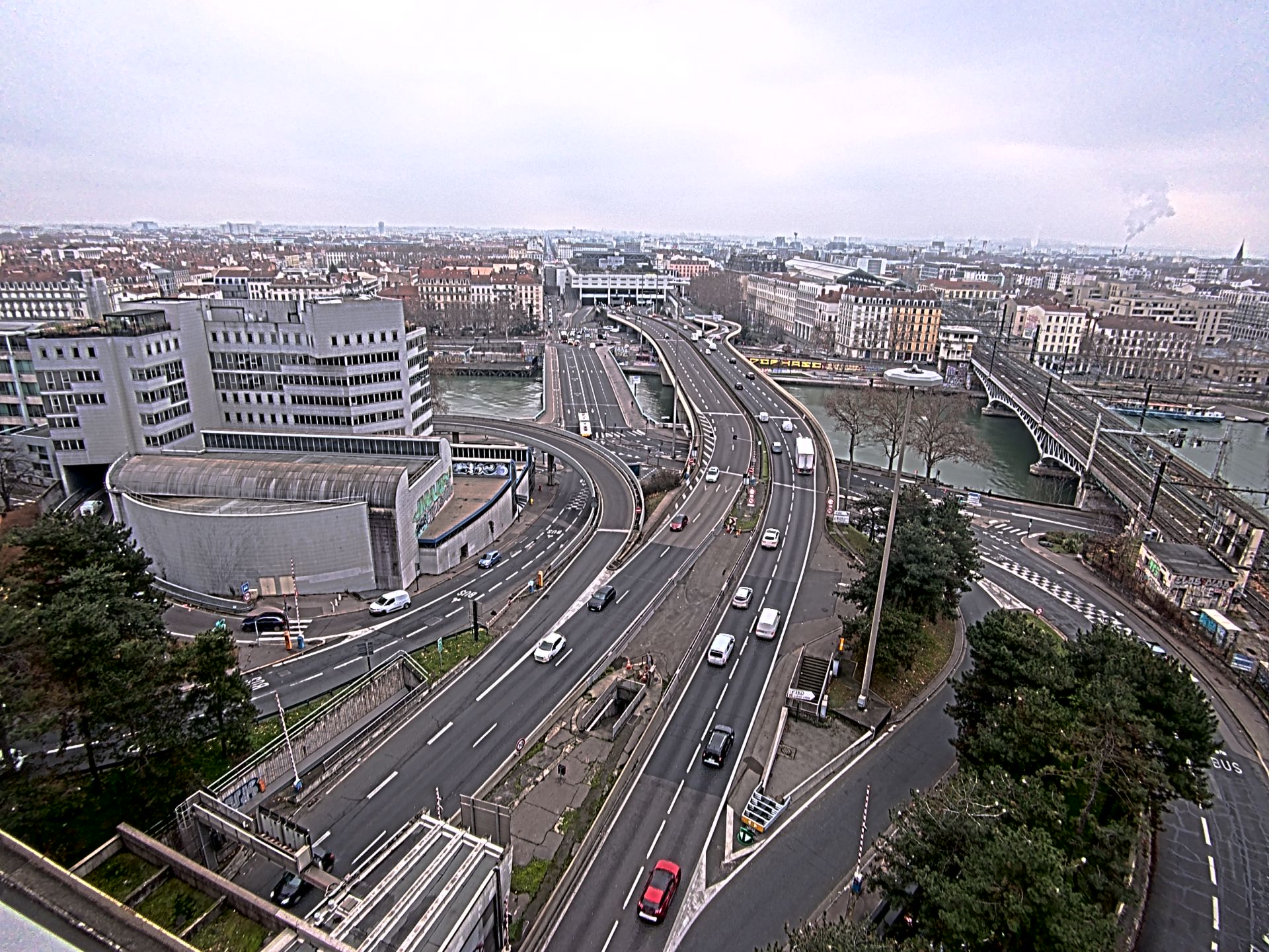 Caméra autoroute à Lyon Perrache à l'entrée Sud du Tunnel sous Fourvière, en direction de Marseille