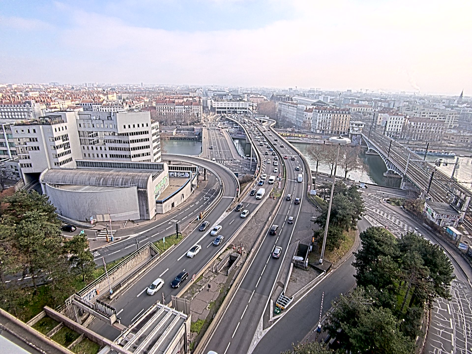 Caméra autoroute à Lyon Perrache à l'entrée Sud du Tunnel sous Fourvière, en direction de Marseille