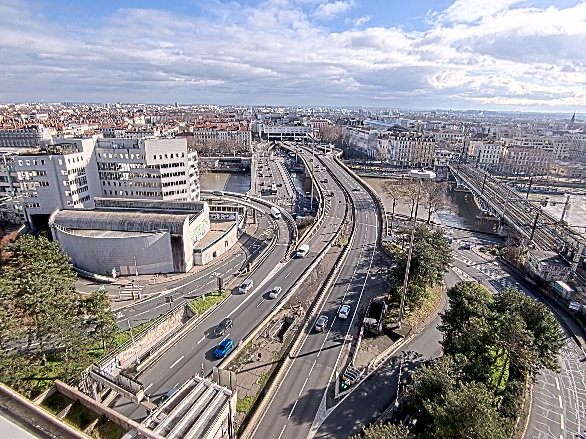 Caméra autoroute à Lyon Perrache à l'entrée Sud du Tunnel sous Fourvière, en direction de Marseille