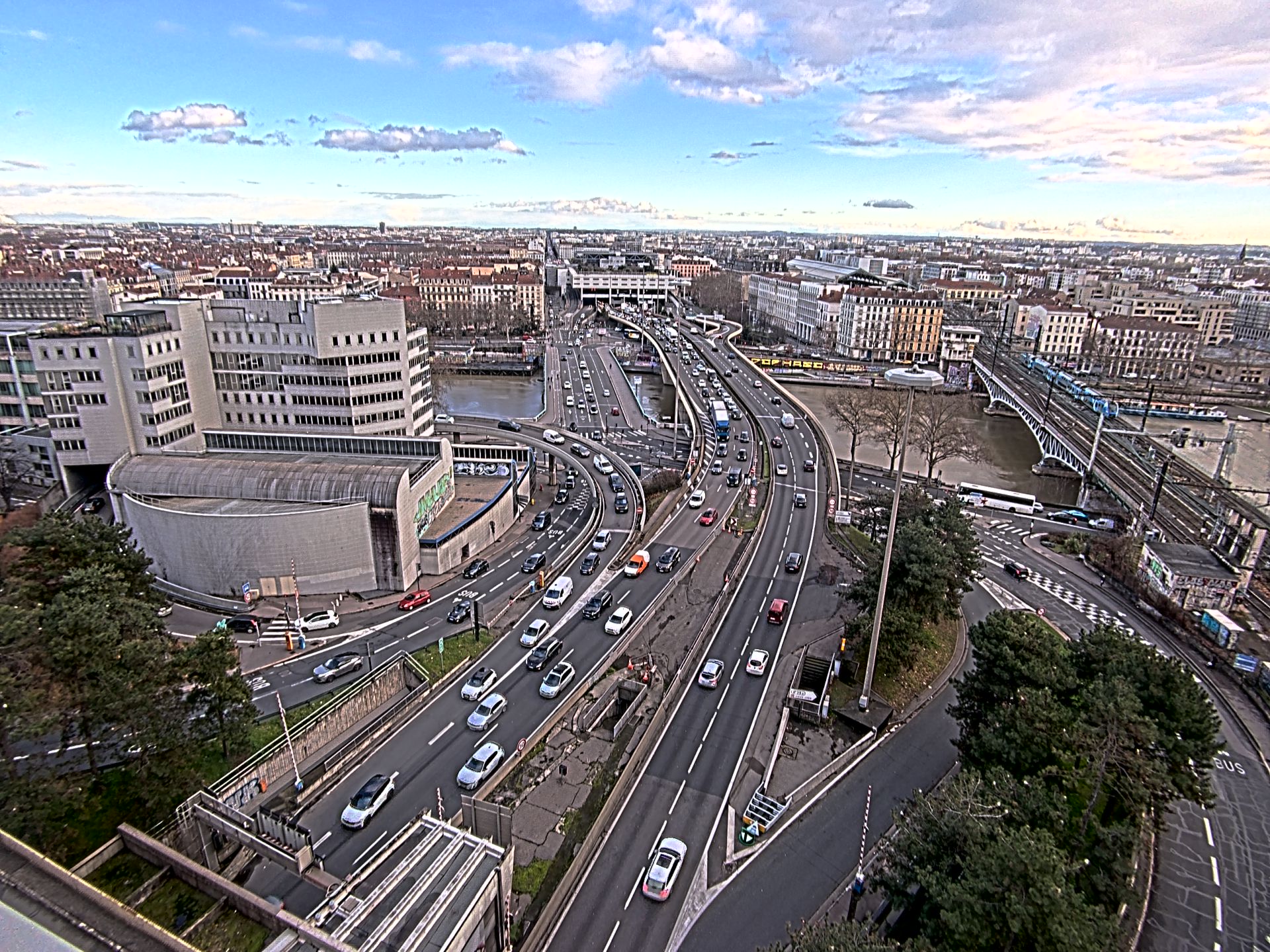 Caméra autoroute à Lyon Perrache à l'entrée Sud du Tunnel sous Fourvière, en direction de Marseille
