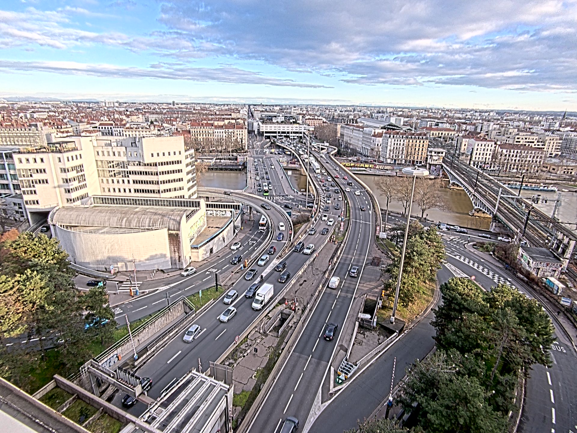 Caméra autoroute à Lyon Perrache à l'entrée Sud du Tunnel sous Fourvière, en direction de Marseille