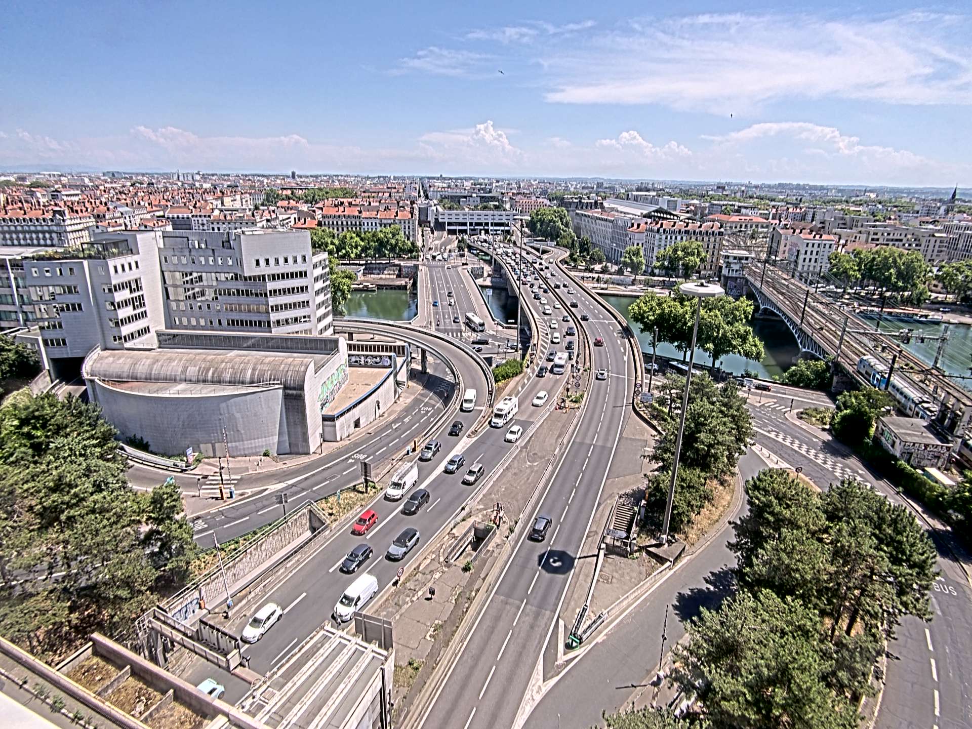 Caméra autoroute à Lyon Perrache à l'entrée Sud du Tunnel sous Fourvière, en direction de Marseille