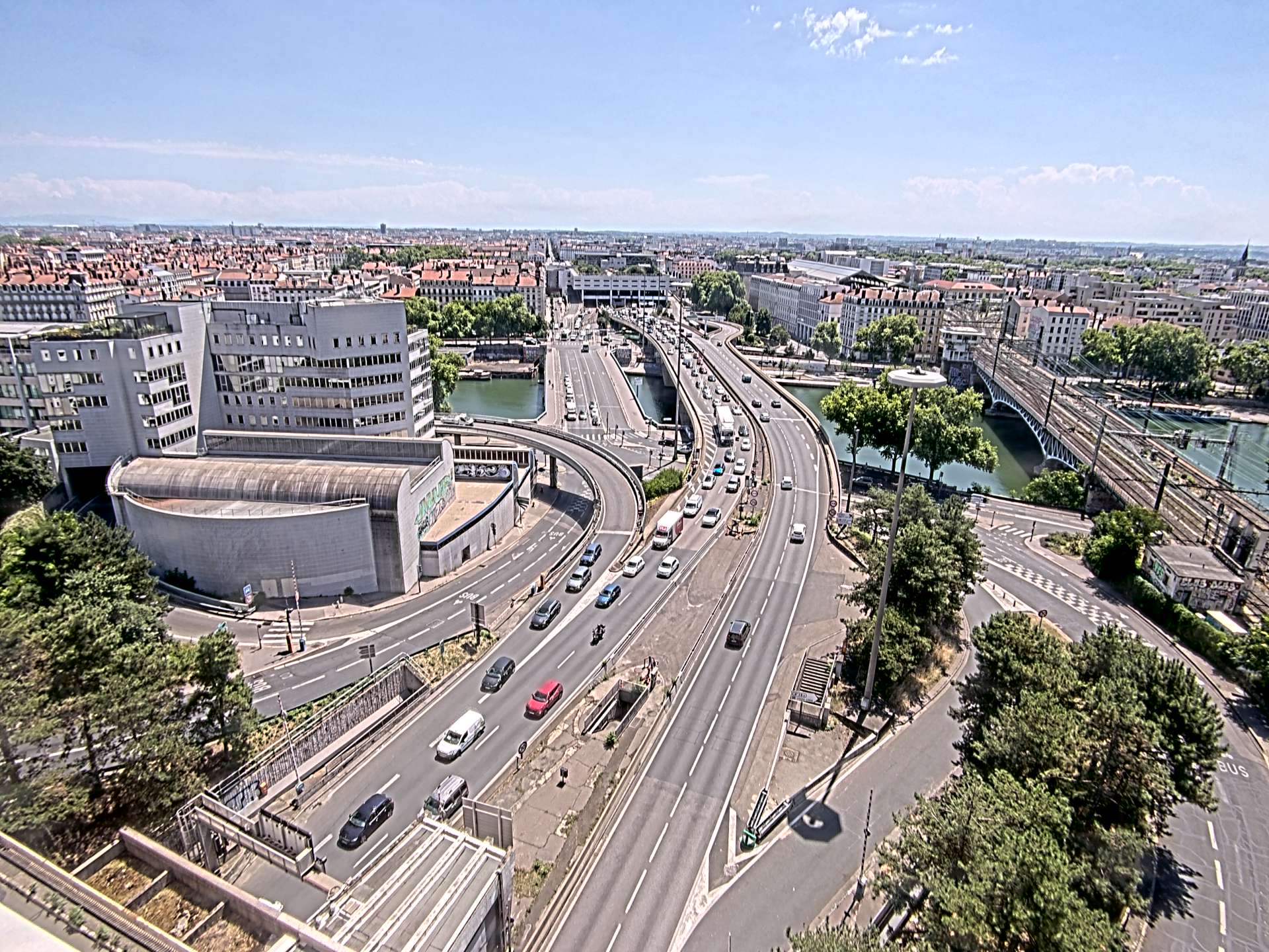Caméra autoroute à Lyon Perrache à l'entrée Sud du Tunnel sous Fourvière, en direction de Marseille