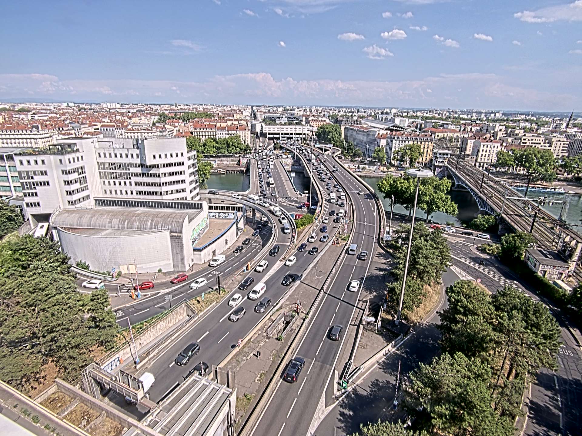 Caméra autoroute à Lyon Perrache à l'entrée Sud du Tunnel sous Fourvière, en direction de Marseille