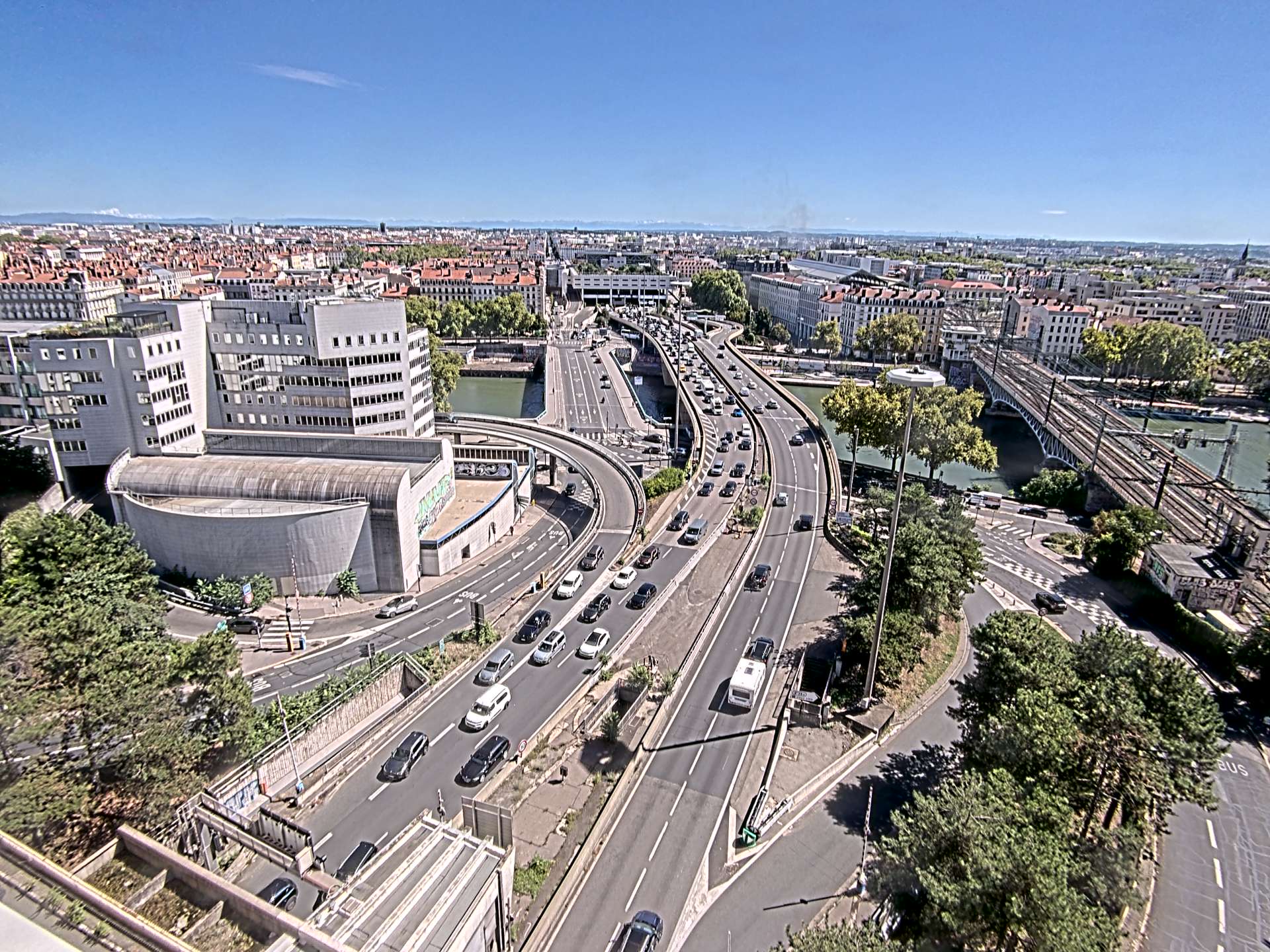 Caméra autoroute à Lyon Perrache à l'entrée Sud du Tunnel sous Fourvière, en direction de Marseille