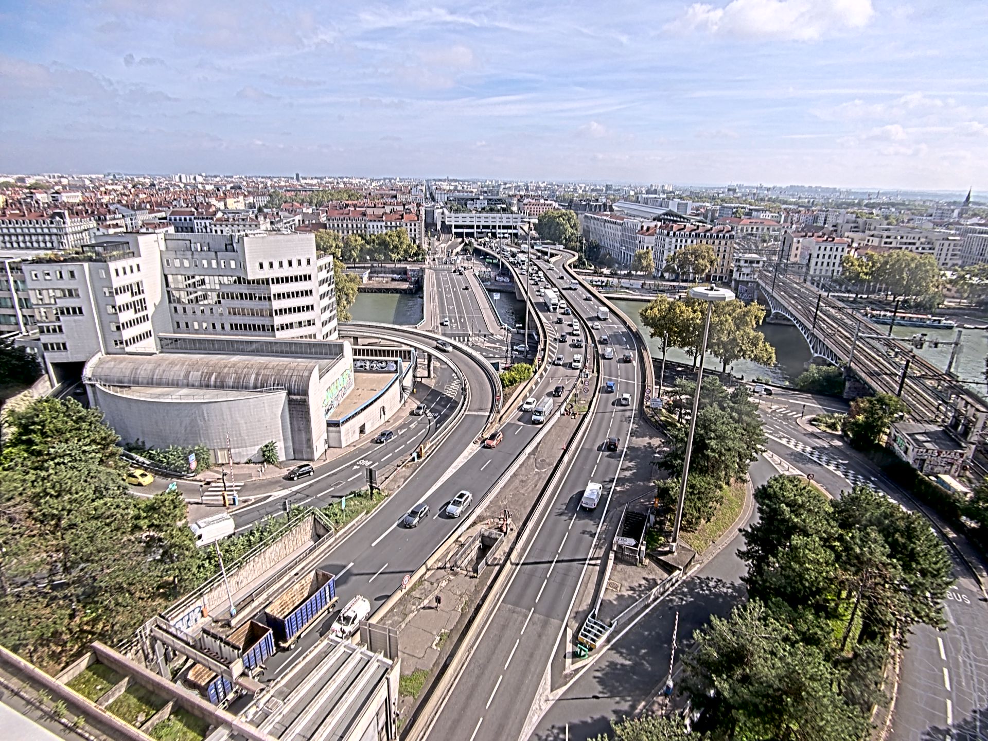 Caméra autoroute à Lyon Perrache à l'entrée Sud du Tunnel sous Fourvière, en direction de Marseille