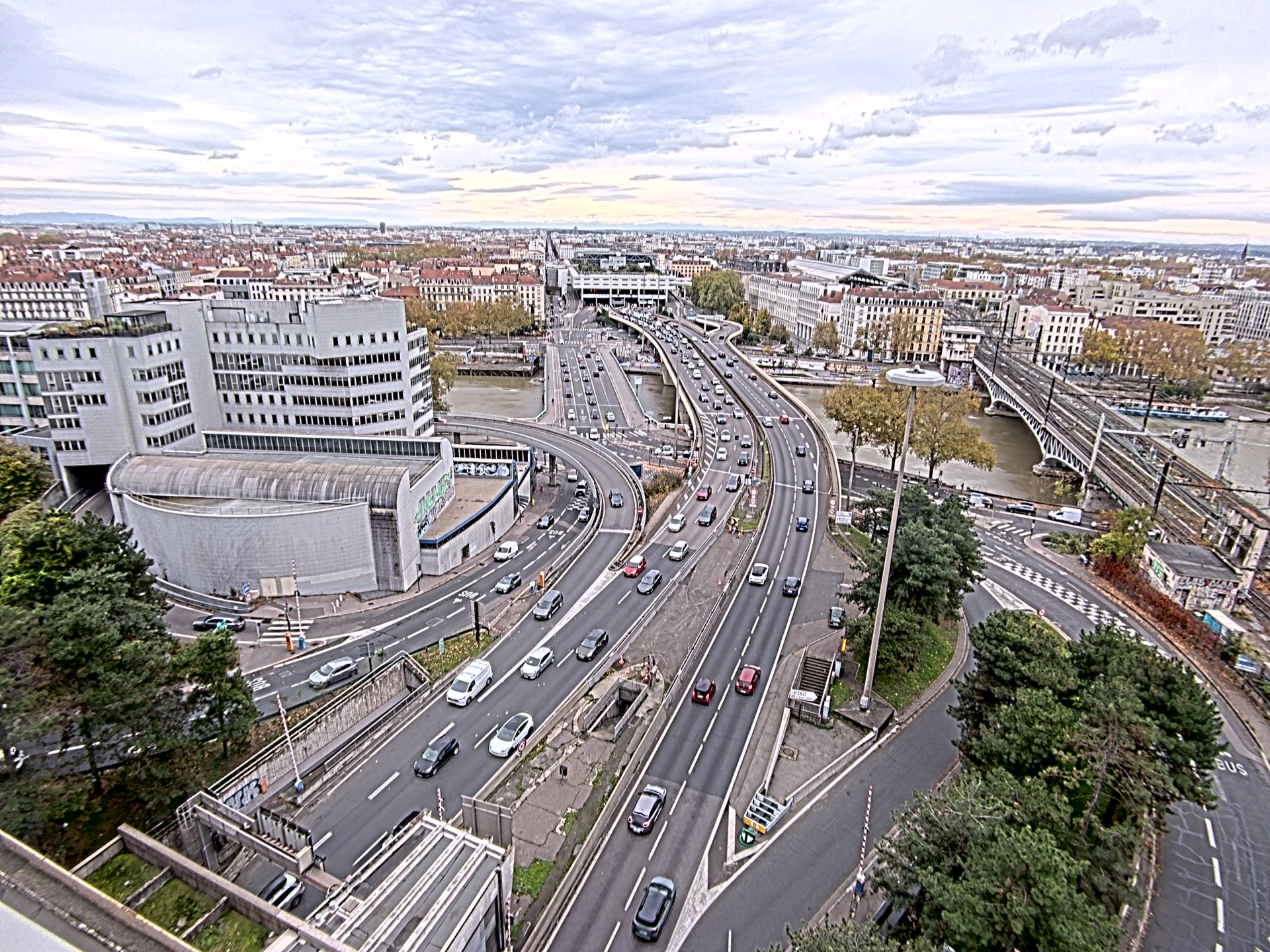 Caméra autoroute à Lyon Perrache à l'entrée Sud du Tunnel sous Fourvière, en direction de Marseille