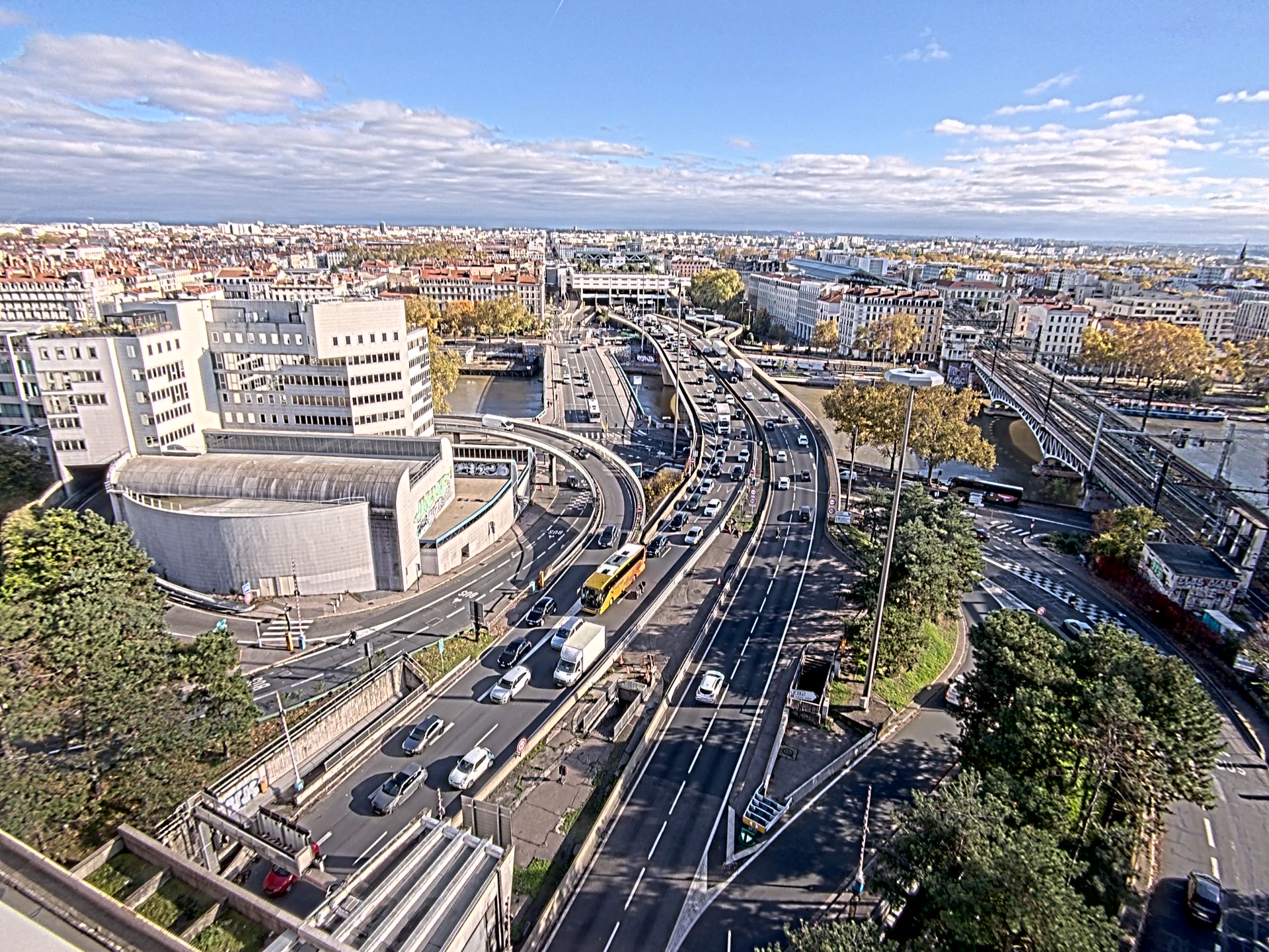 Caméra autoroute à Lyon Perrache à l'entrée Sud du Tunnel sous Fourvière, en direction de Marseille