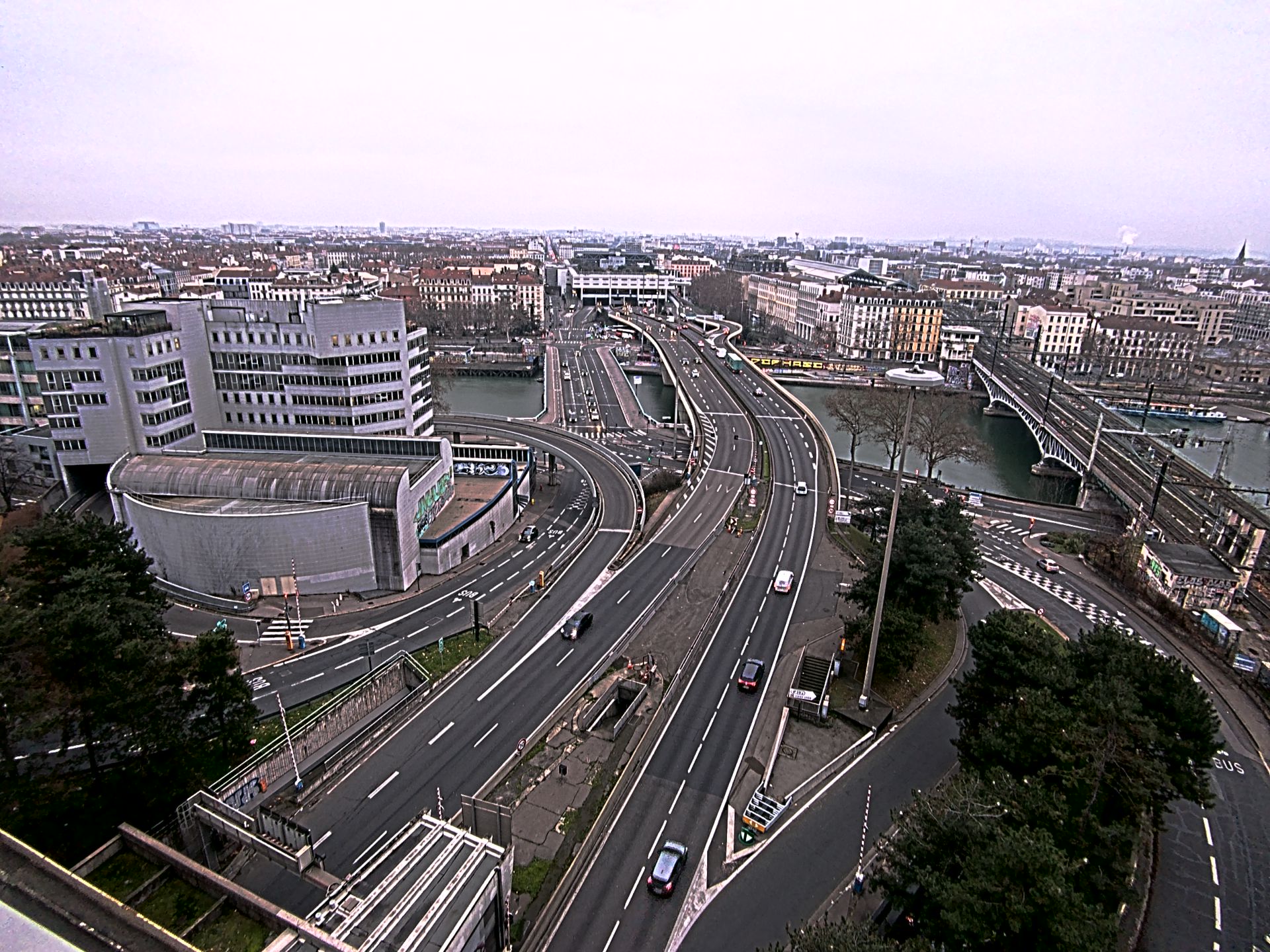 Caméra autoroute à Lyon Perrache à l'entrée Sud du Tunnel sous Fourvière, en direction de Marseille