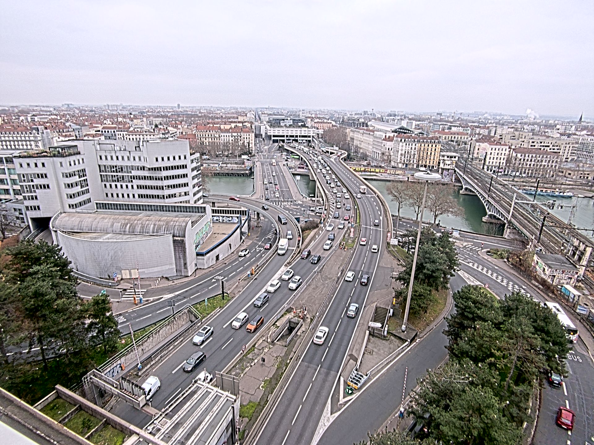 Caméra autoroute à Lyon Perrache à l'entrée Sud du Tunnel sous Fourvière, en direction de Marseille