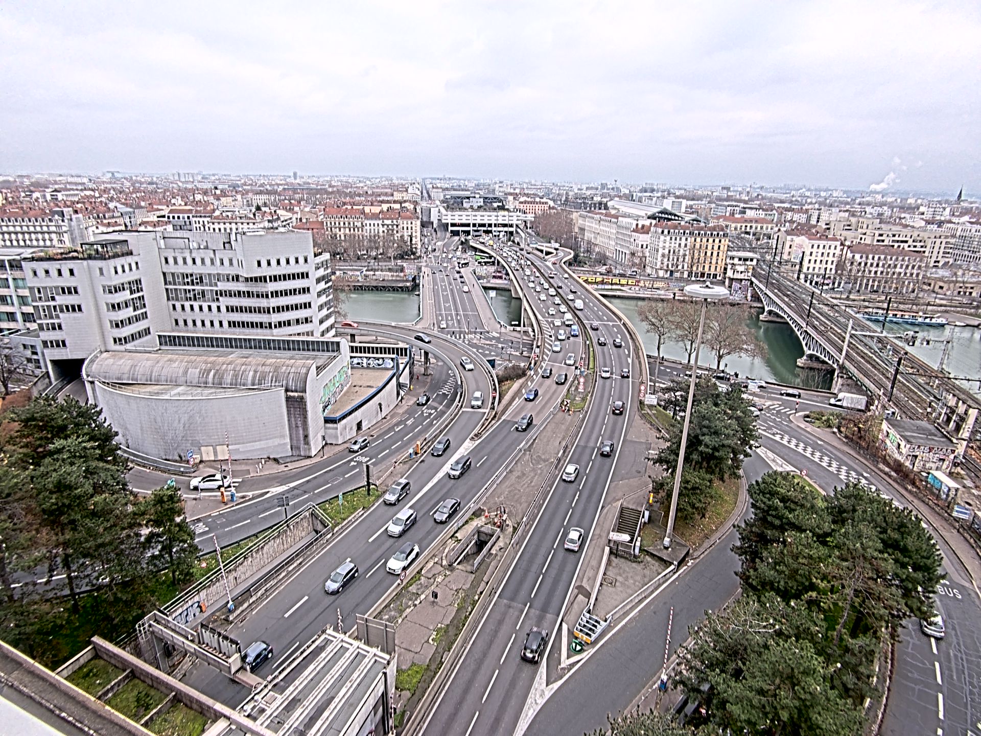 Caméra autoroute à Lyon Perrache à l'entrée Sud du Tunnel sous Fourvière, en direction de Marseille