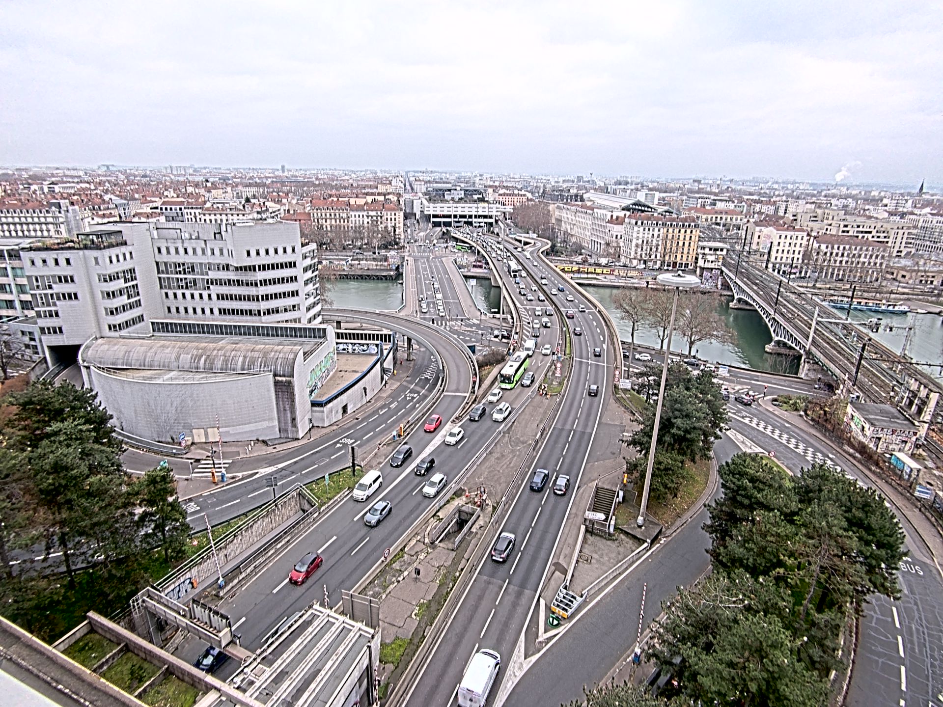 Caméra autoroute à Lyon Perrache à l'entrée Sud du Tunnel sous Fourvière, en direction de Marseille