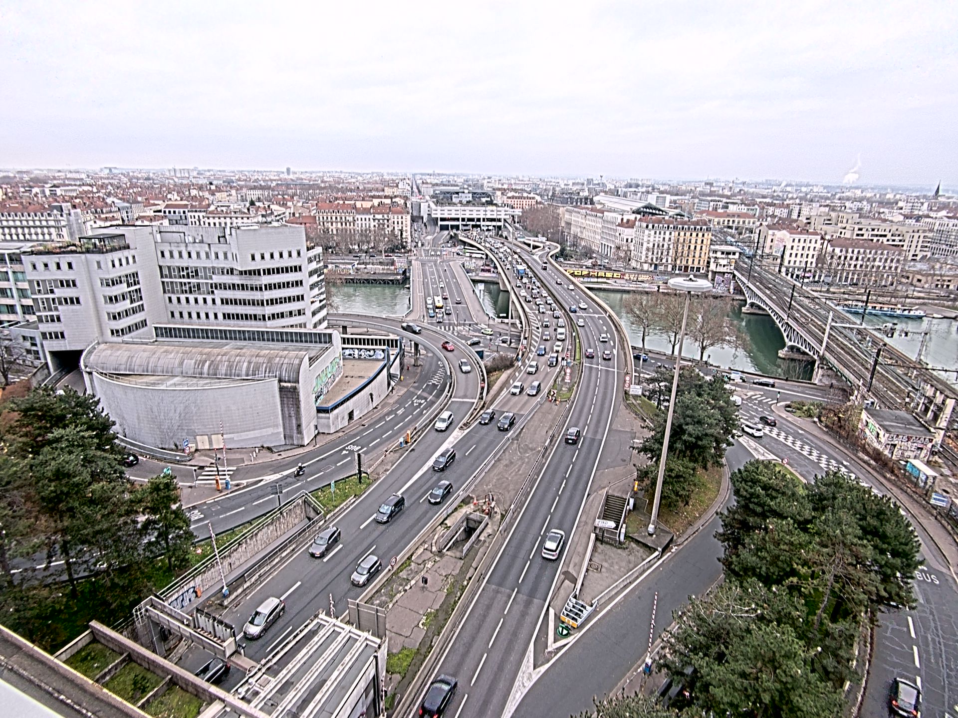 Caméra autoroute à Lyon Perrache à l'entrée Sud du Tunnel sous Fourvière, en direction de Marseille