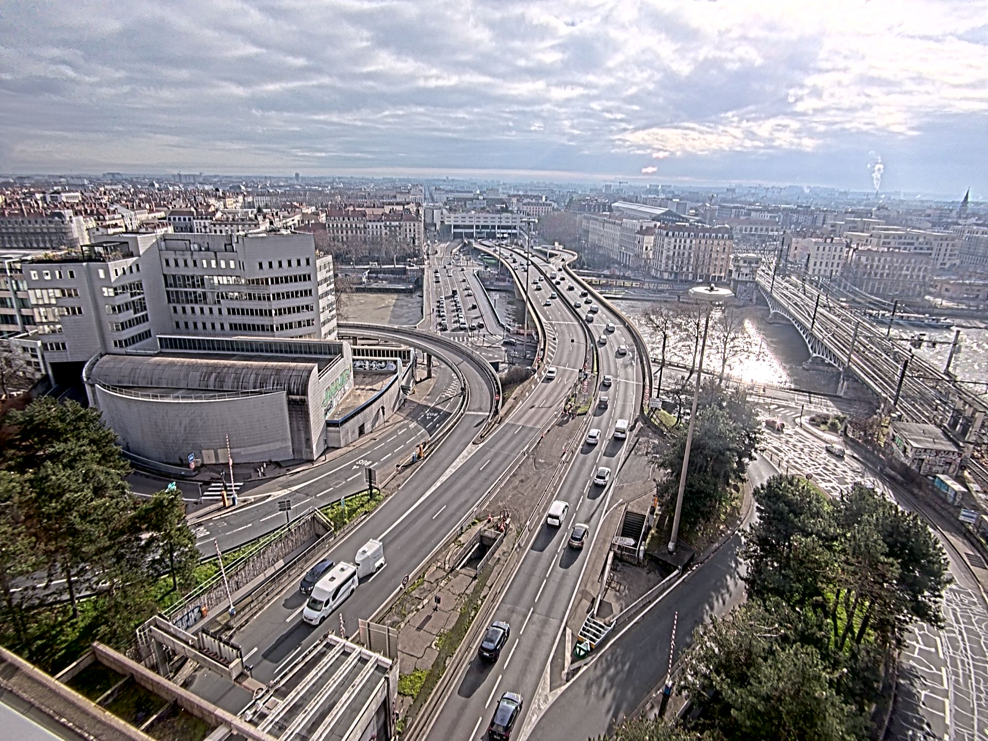 Caméra autoroute à Lyon Perrache à l'entrée Sud du Tunnel sous Fourvière, en direction de Marseille