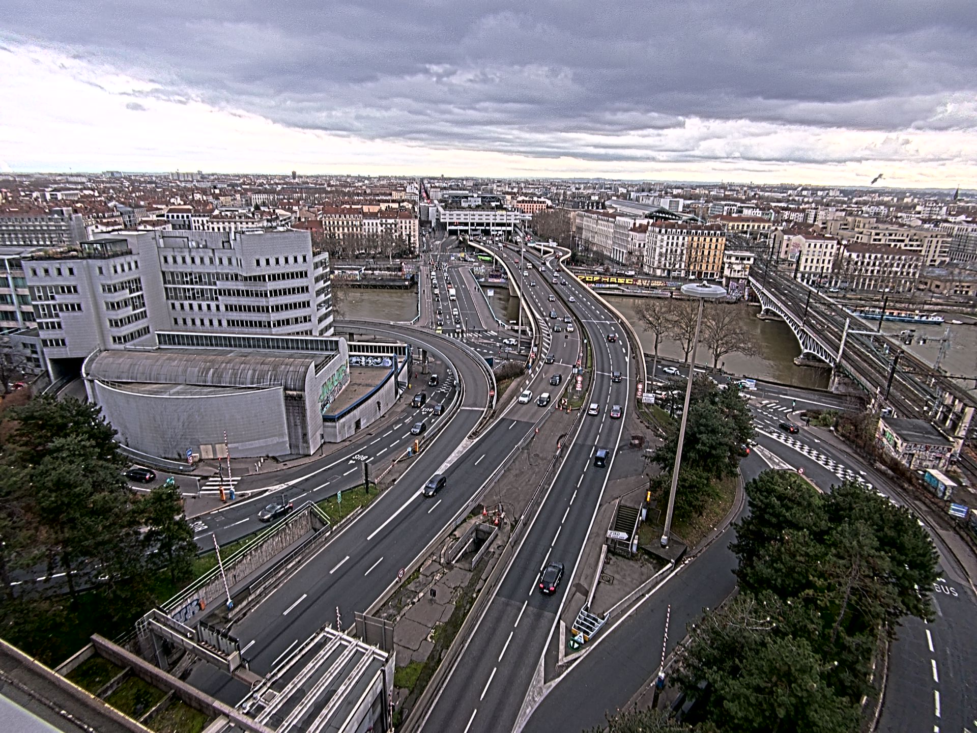 Caméra autoroute à Lyon Perrache à l'entrée Sud du Tunnel sous Fourvière, en direction de Marseille