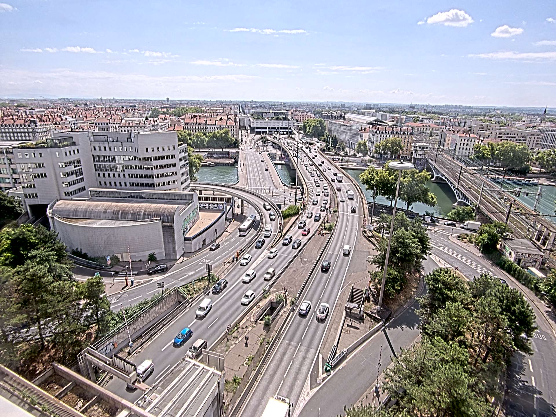 Caméra autoroute à Lyon Perrache à l'entrée Sud du Tunnel sous Fourvière, en direction de Marseille