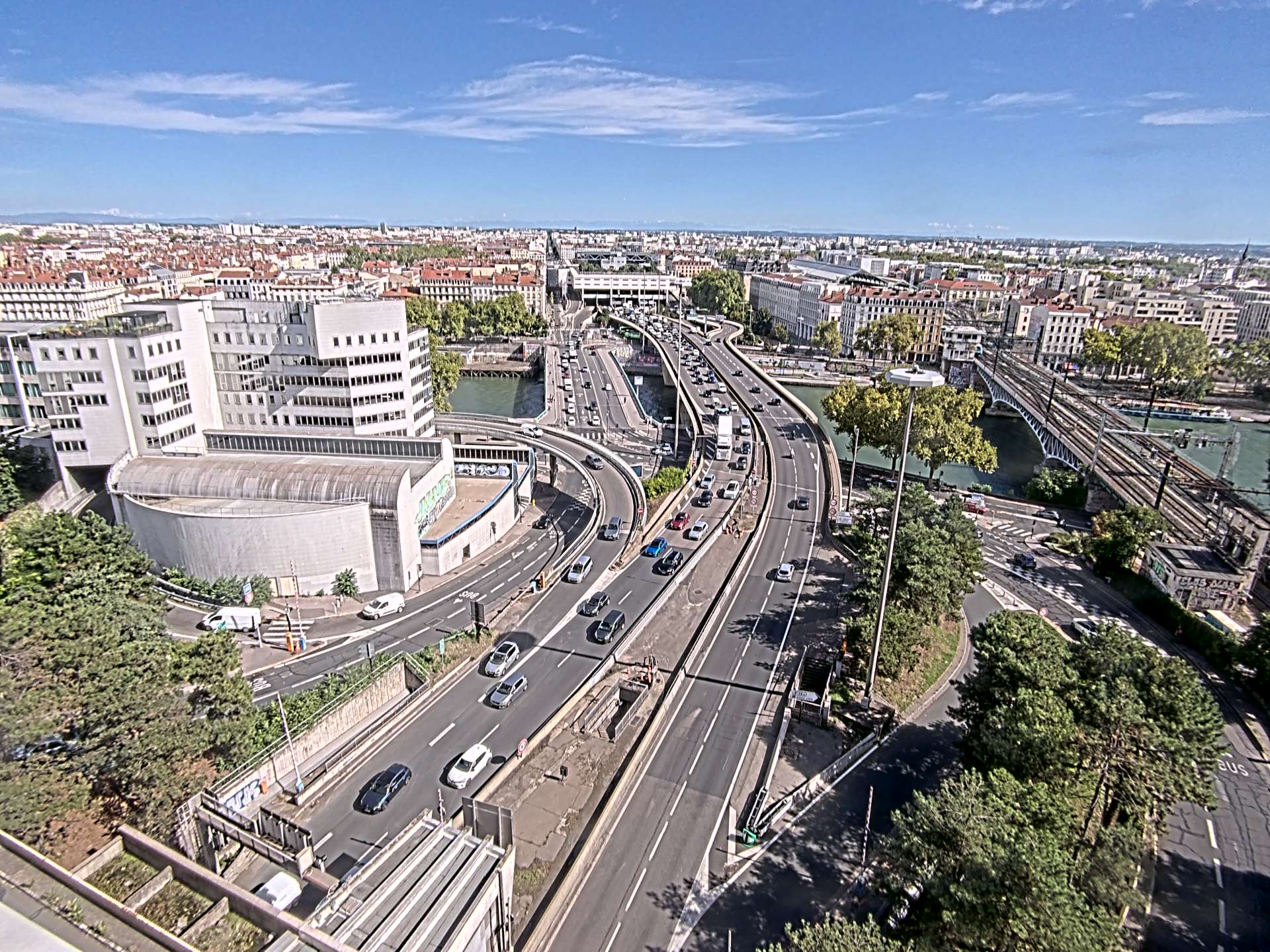 Caméra autoroute à Lyon Perrache à l'entrée Sud du Tunnel sous Fourvière, en direction de Marseille