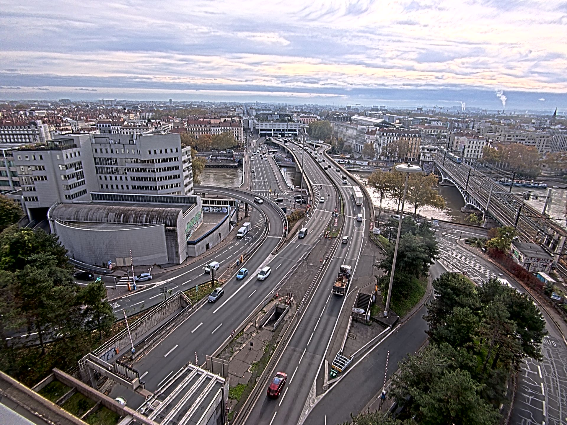 Caméra autoroute à Lyon Perrache à l'entrée Sud du Tunnel sous Fourvière, en direction de Marseille