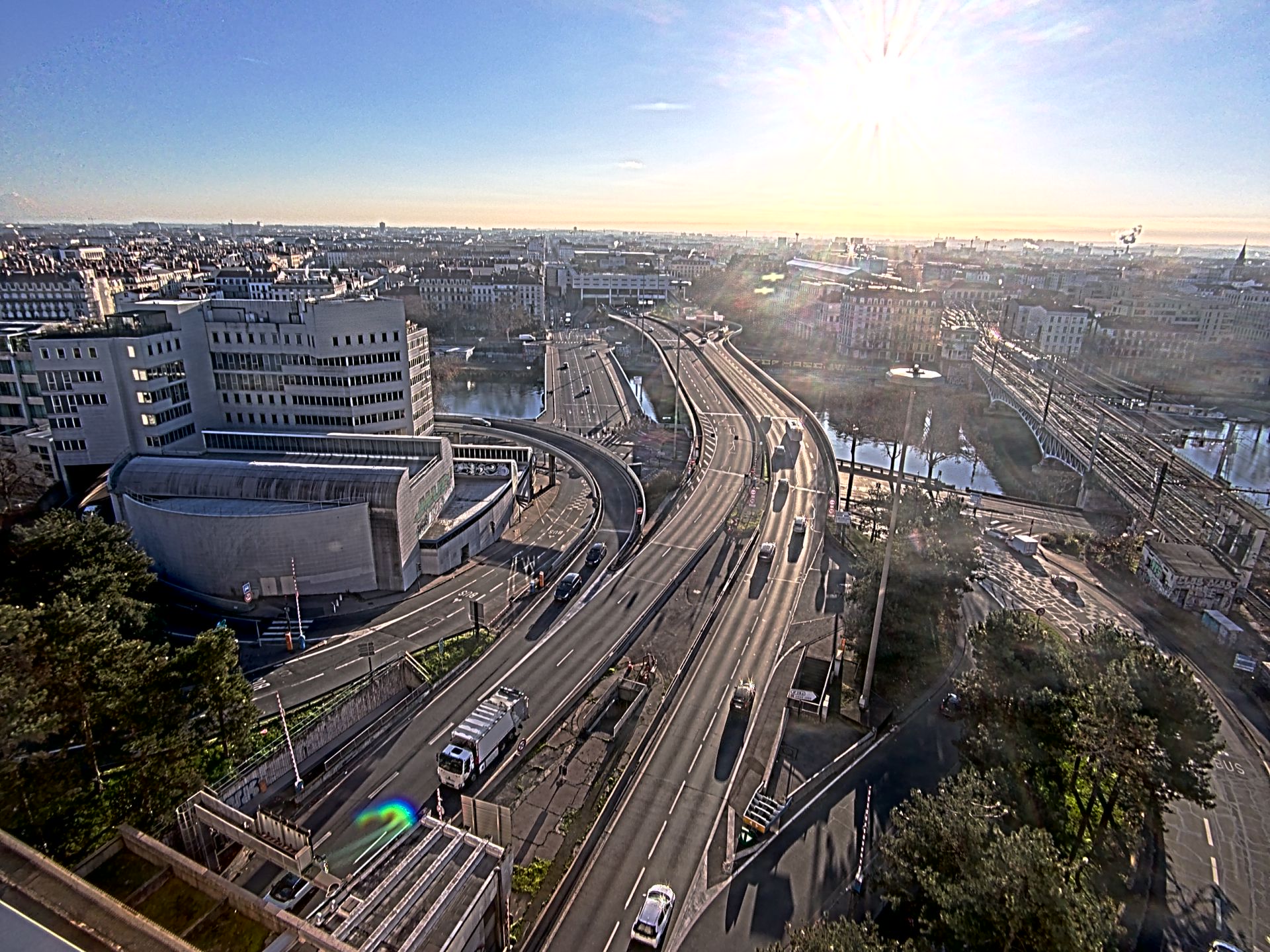 Caméra autoroute à Lyon Perrache à l'entrée Sud du Tunnel sous Fourvière, en direction de Marseille
