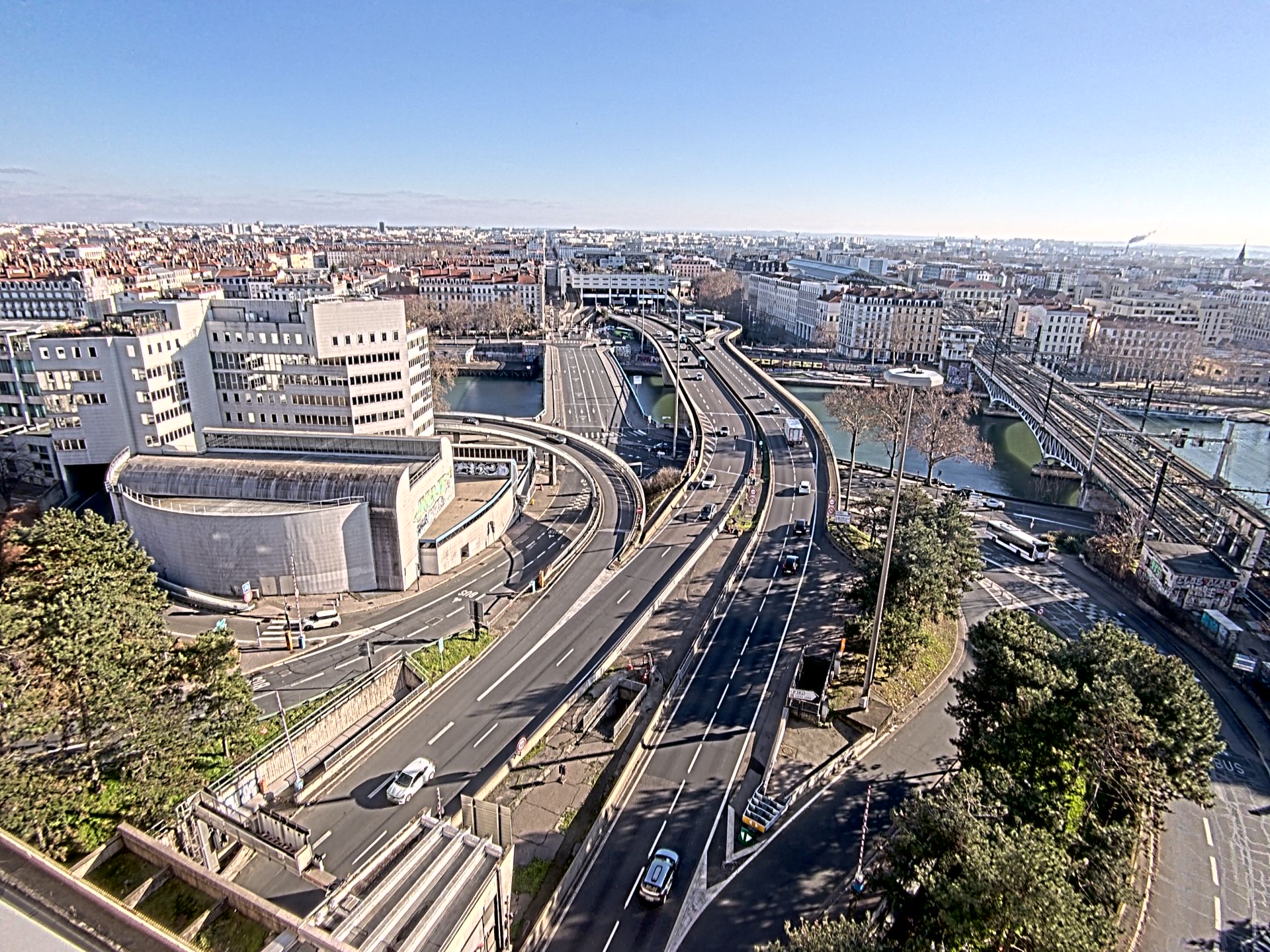 Caméra autoroute à Lyon Perrache à l'entrée Sud du Tunnel sous Fourvière, en direction de Marseille