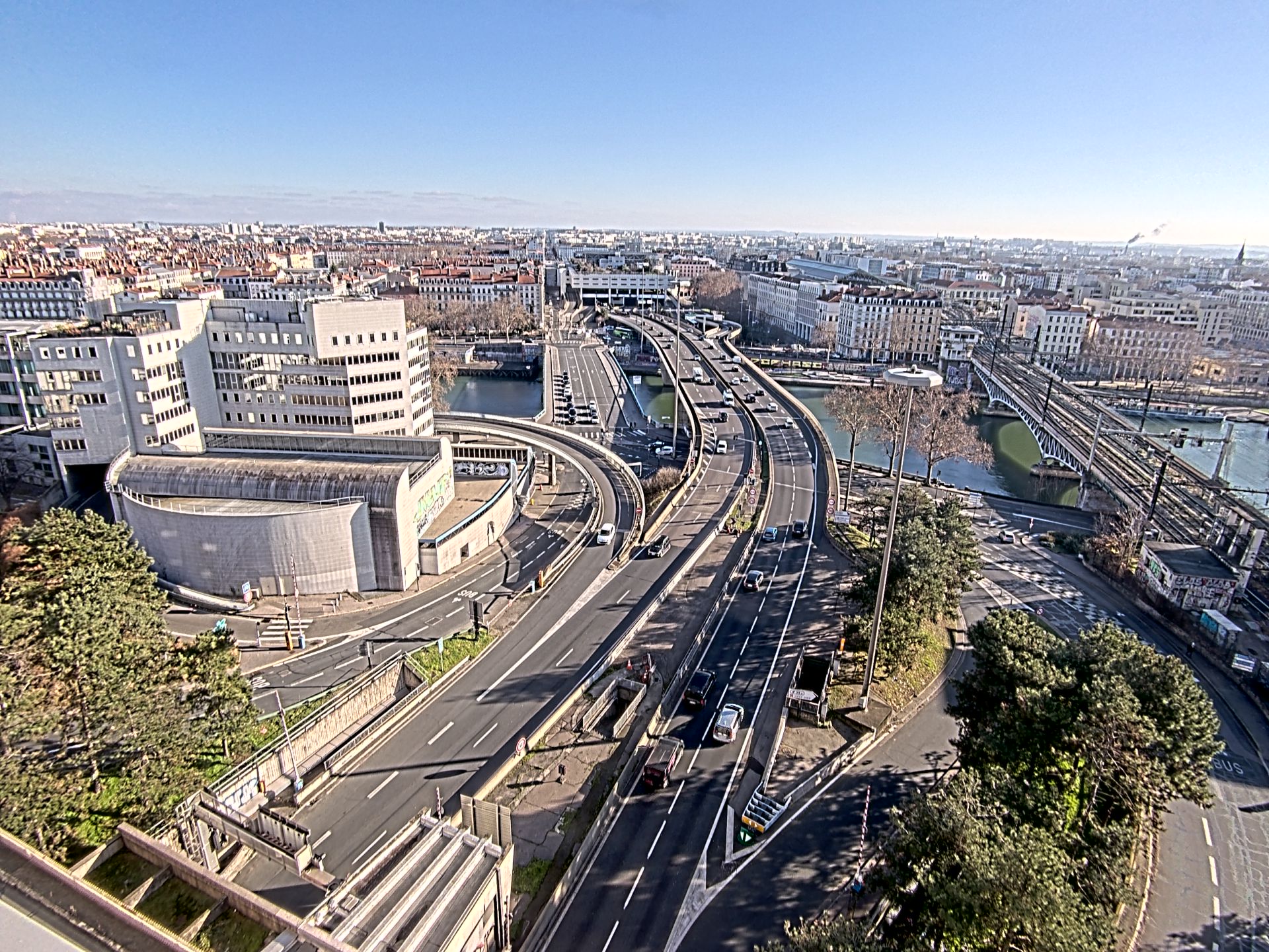 Caméra autoroute à Lyon Perrache à l'entrée Sud du Tunnel sous Fourvière, en direction de Marseille