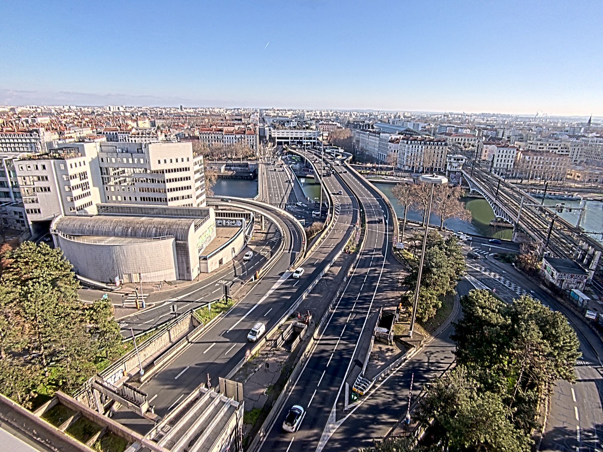 Caméra autoroute à Lyon Perrache à l'entrée Sud du Tunnel sous Fourvière, en direction de Marseille