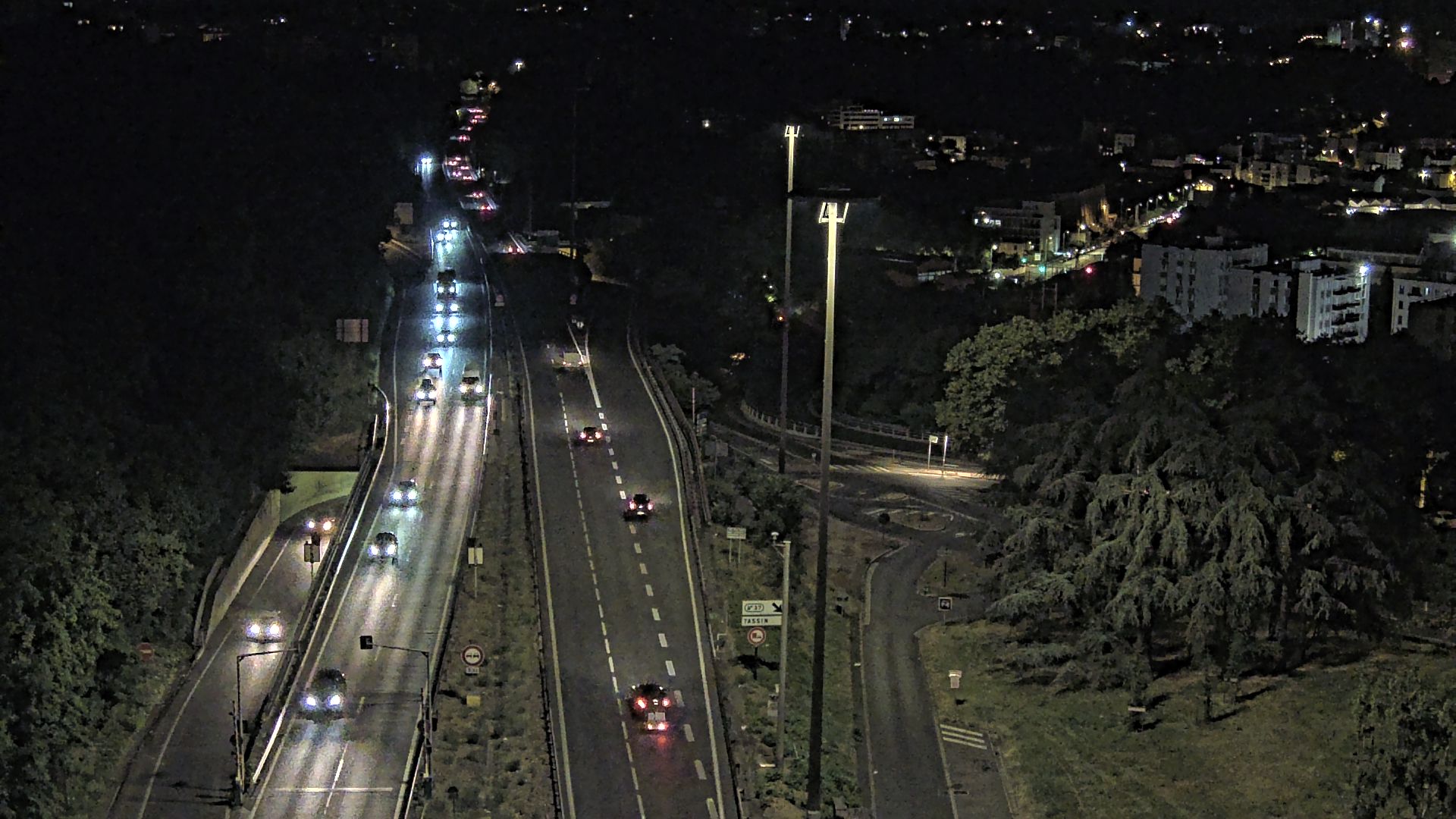 Caméra autoroute à Lyon, entrée Nord du Tunnel sous Fourvière, en direction de Paris