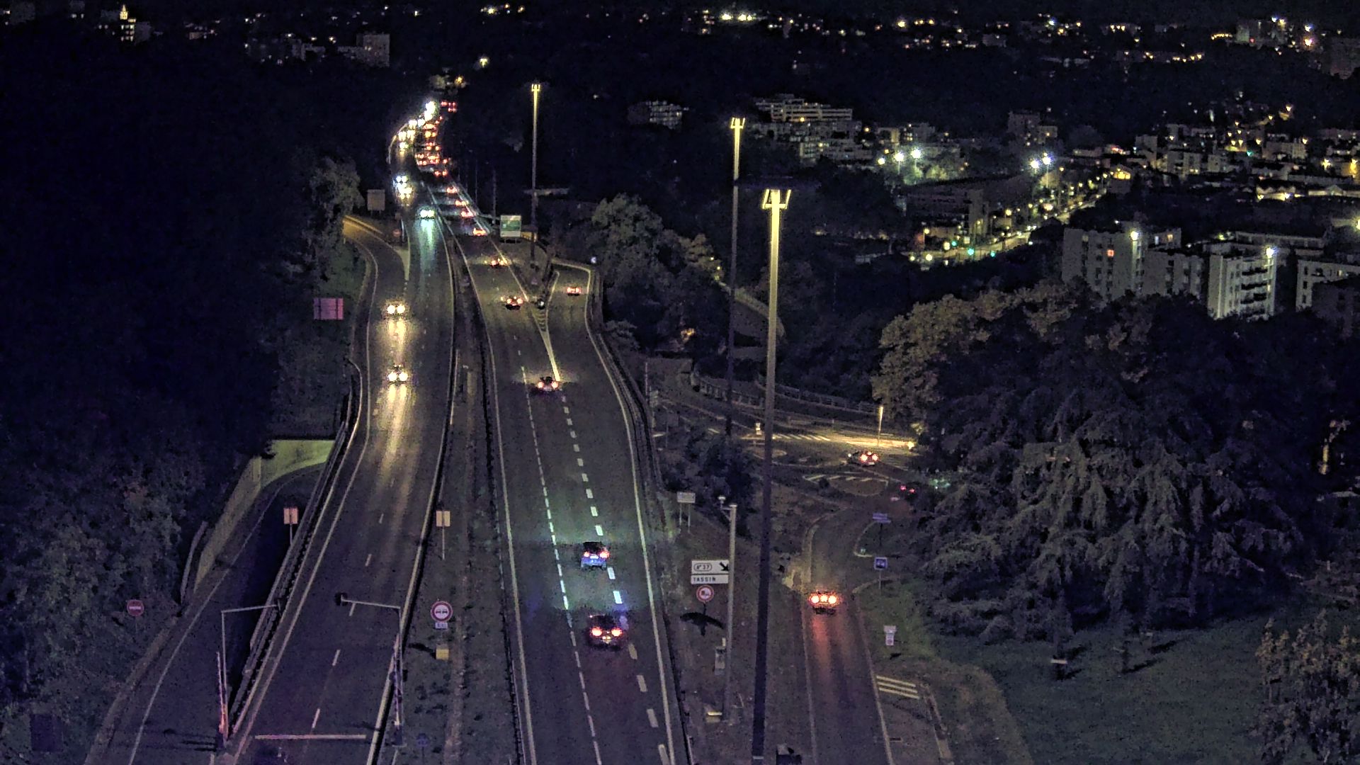 <h2>Caméra autoroute à Lyon, entrée Nord du Tunnel sous Fourvière, en direction de Paris</h2>