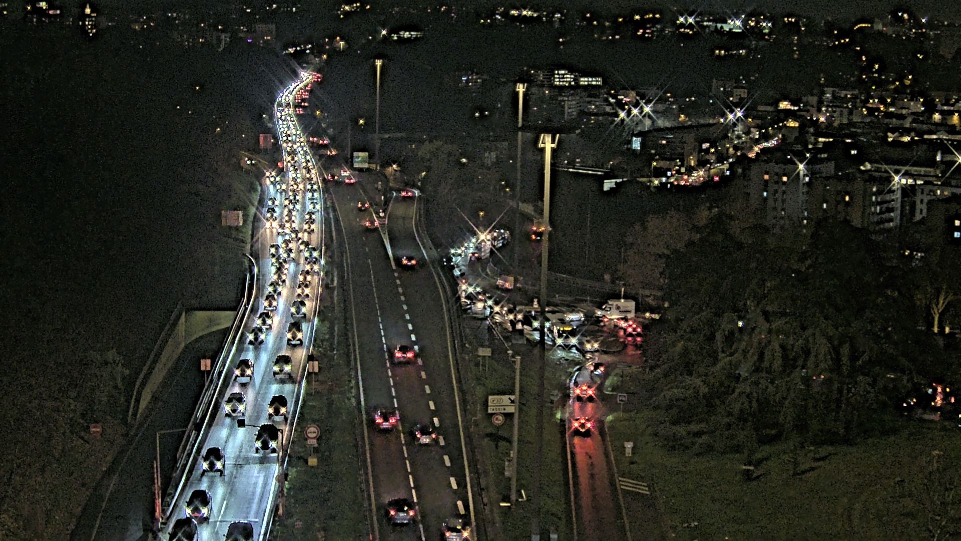Caméra autoroute à Lyon, entrée Nord du Tunnel sous Fourvière, en direction de Paris