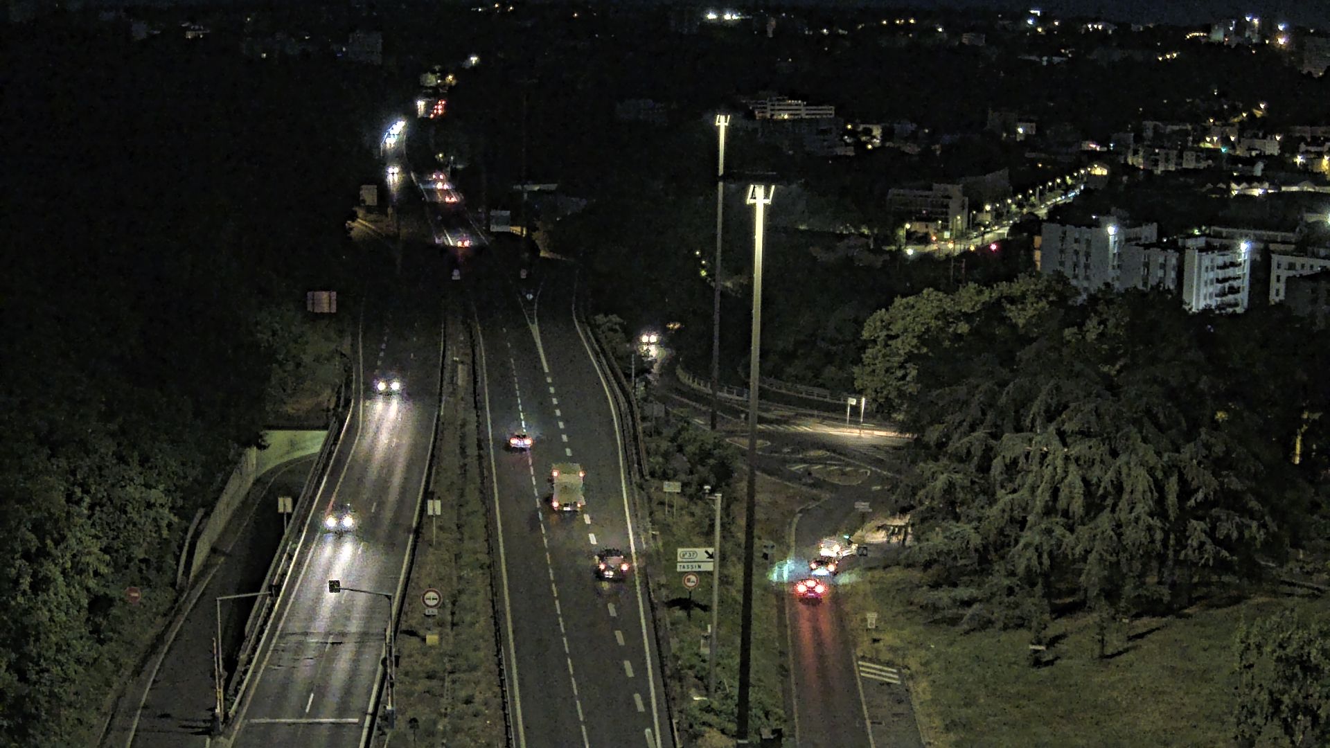Caméra autoroute à Lyon, entrée Nord du Tunnel sous Fourvière, en direction de Paris