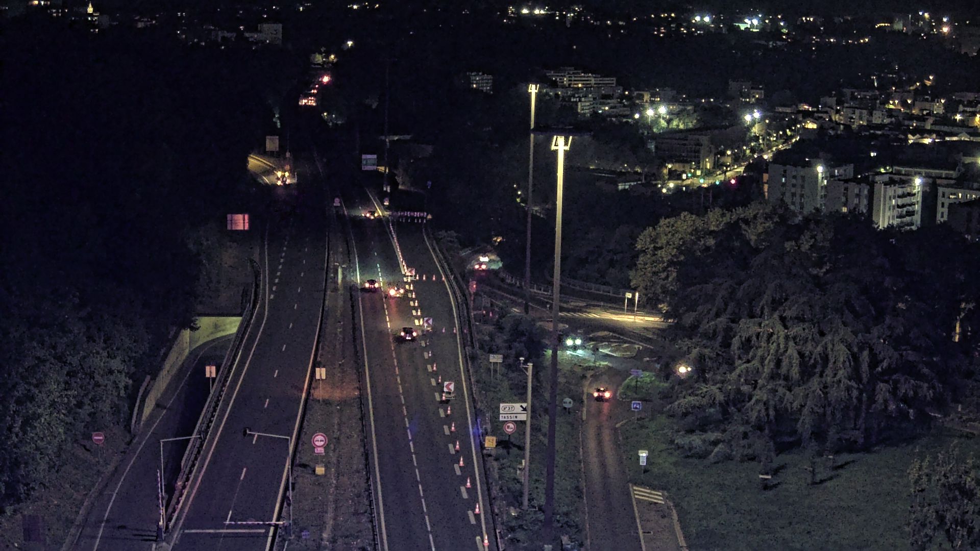Caméra autoroute à Lyon, entrée Nord du Tunnel sous Fourvière, en direction de Paris