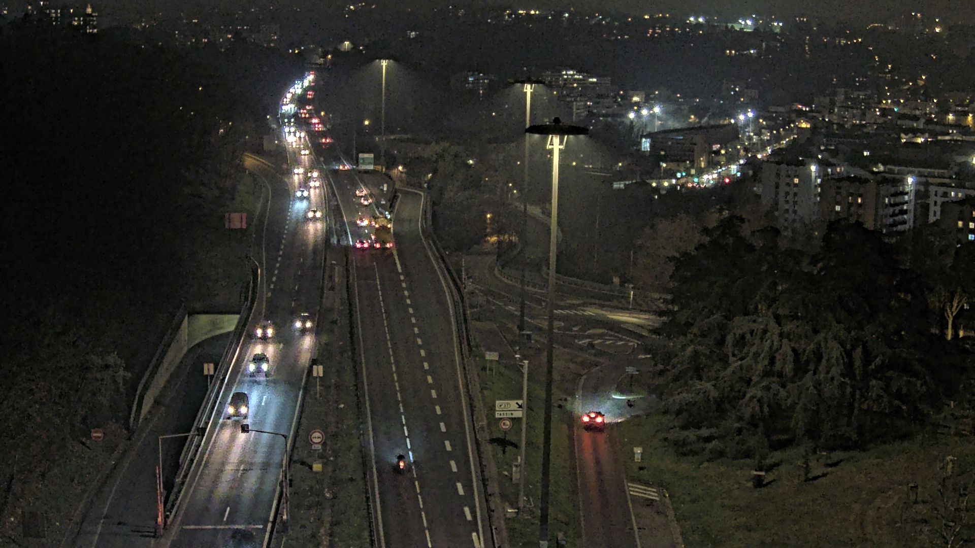 Caméra autoroute à Lyon, entrée Nord du Tunnel sous Fourvière, en direction de Paris