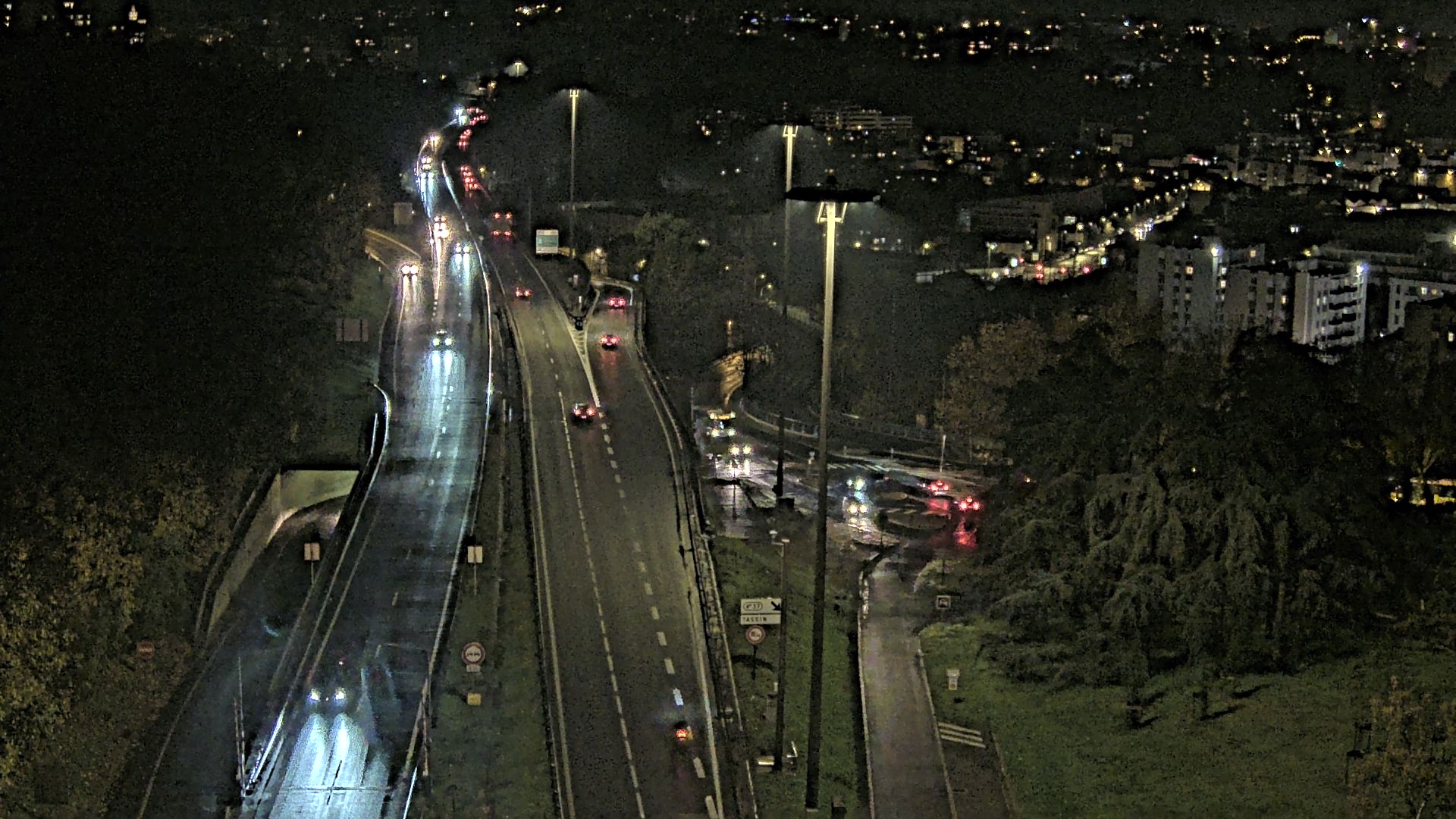 Caméra autoroute à Lyon, entrée Nord du Tunnel sous Fourvière, en direction de Paris