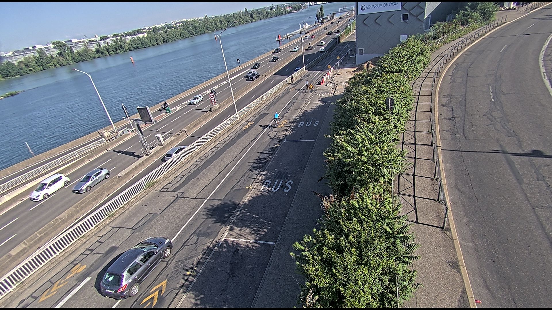 Caméra trafic sur A7 à Lyon, au niveau du Pont de la Mulatière, vue orientée vers Marseille