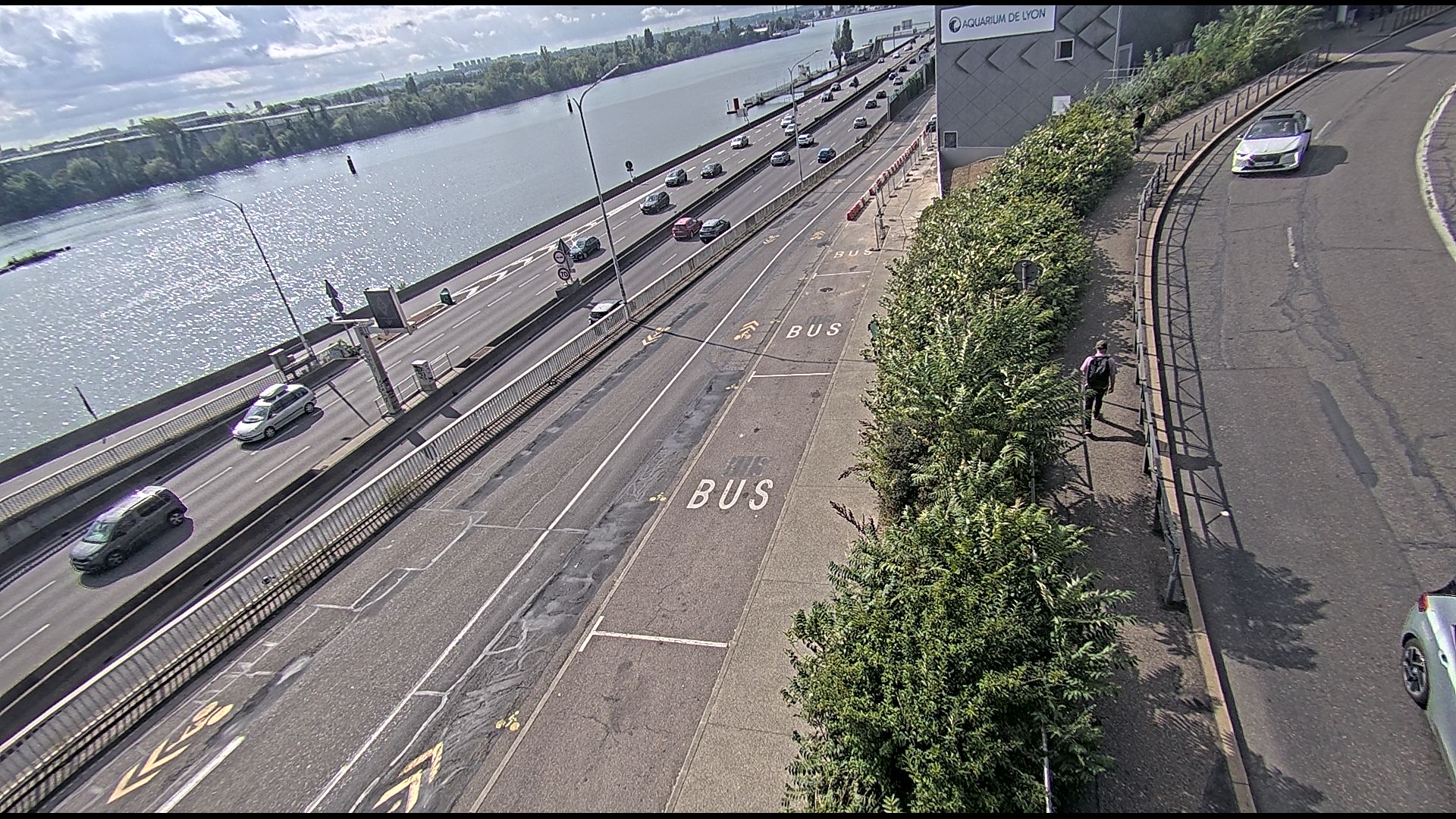 Caméra trafic sur A7 à Lyon, au niveau du Pont de la Mulatière, vue orientée vers Marseille