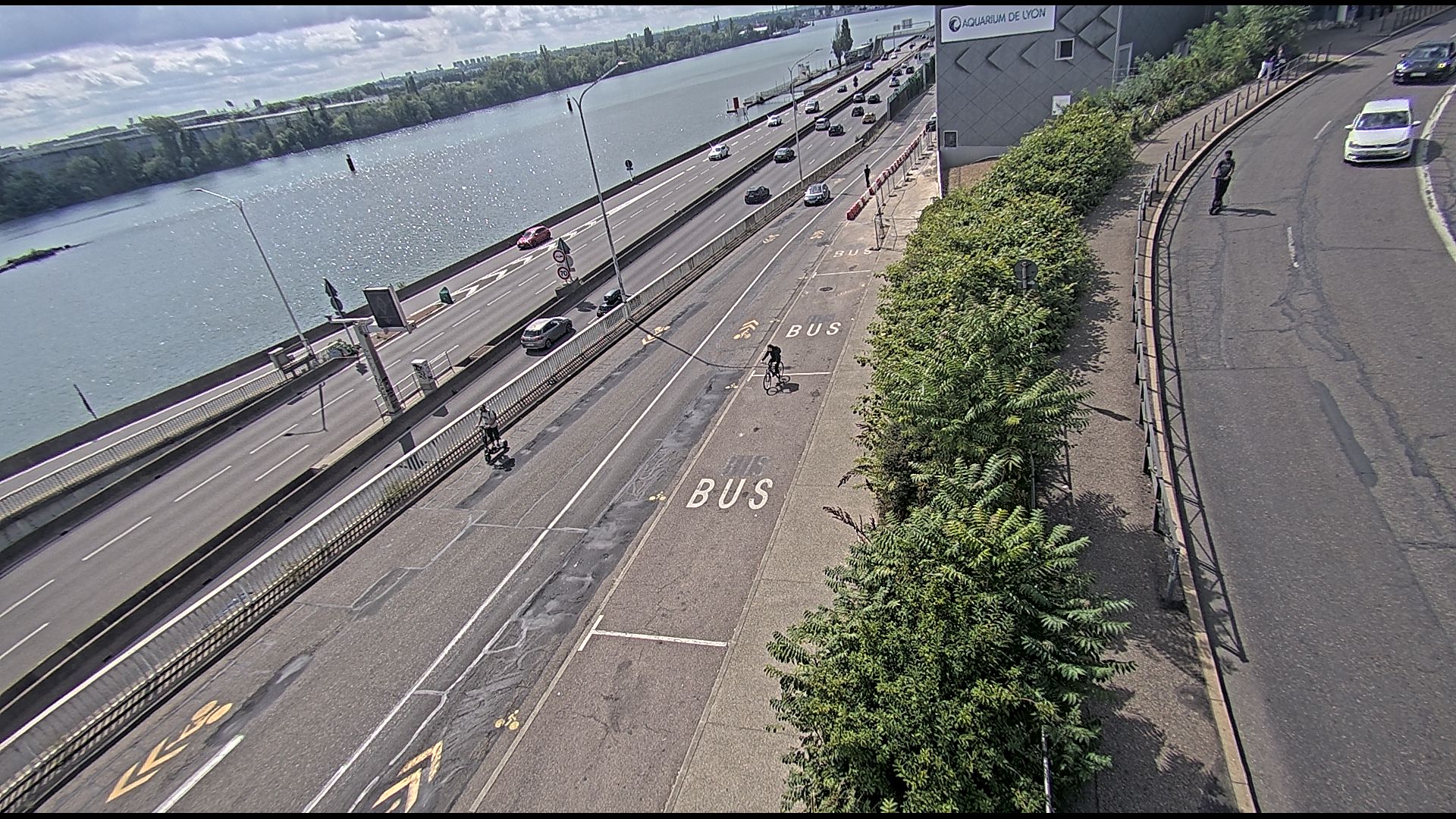 Caméra trafic sur A7 à Lyon, au niveau du Pont de la Mulatière, vue orientée vers Marseille
