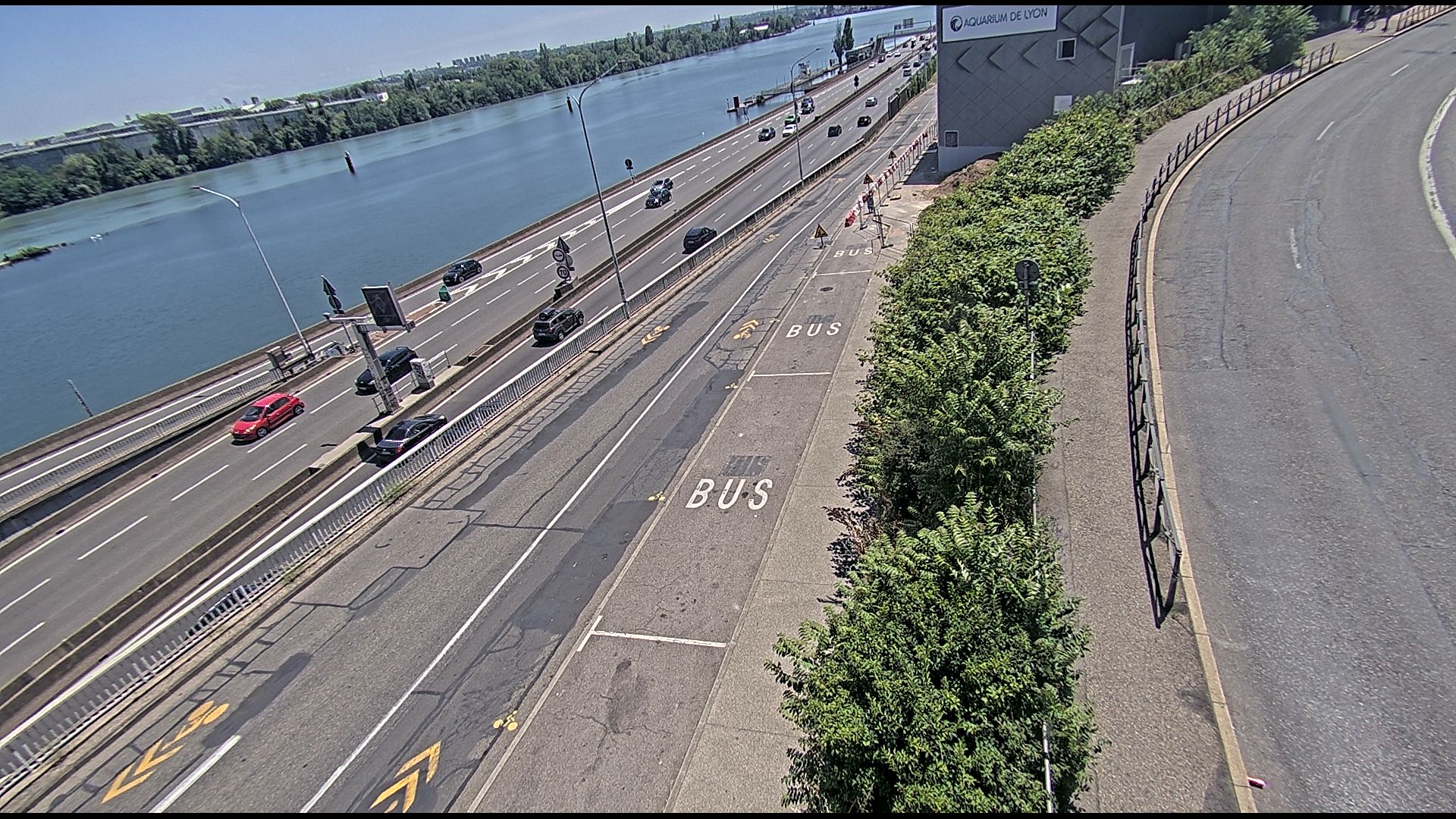 Caméra trafic sur A7 à Lyon, au niveau du Pont de la Mulatière, vue orientée vers Marseille
