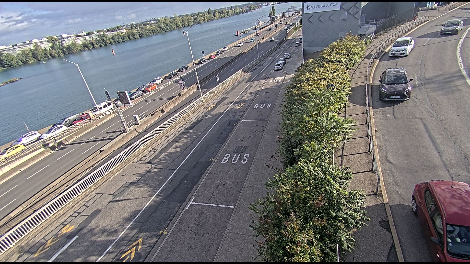 Caméra trafic sur A7 à Lyon, au niveau du Pont de la Mulatière, vue orientée vers Marseille