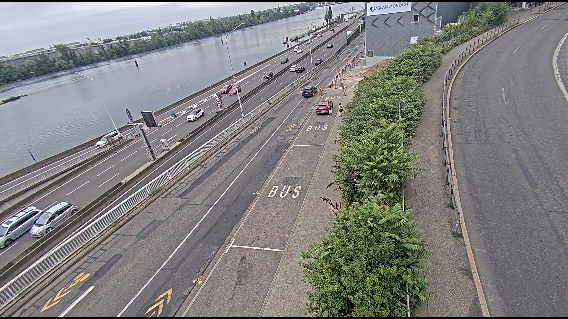 Caméra trafic sur A7 à Lyon, au niveau du Pont de la Mulatière, vue orientée vers Marseille