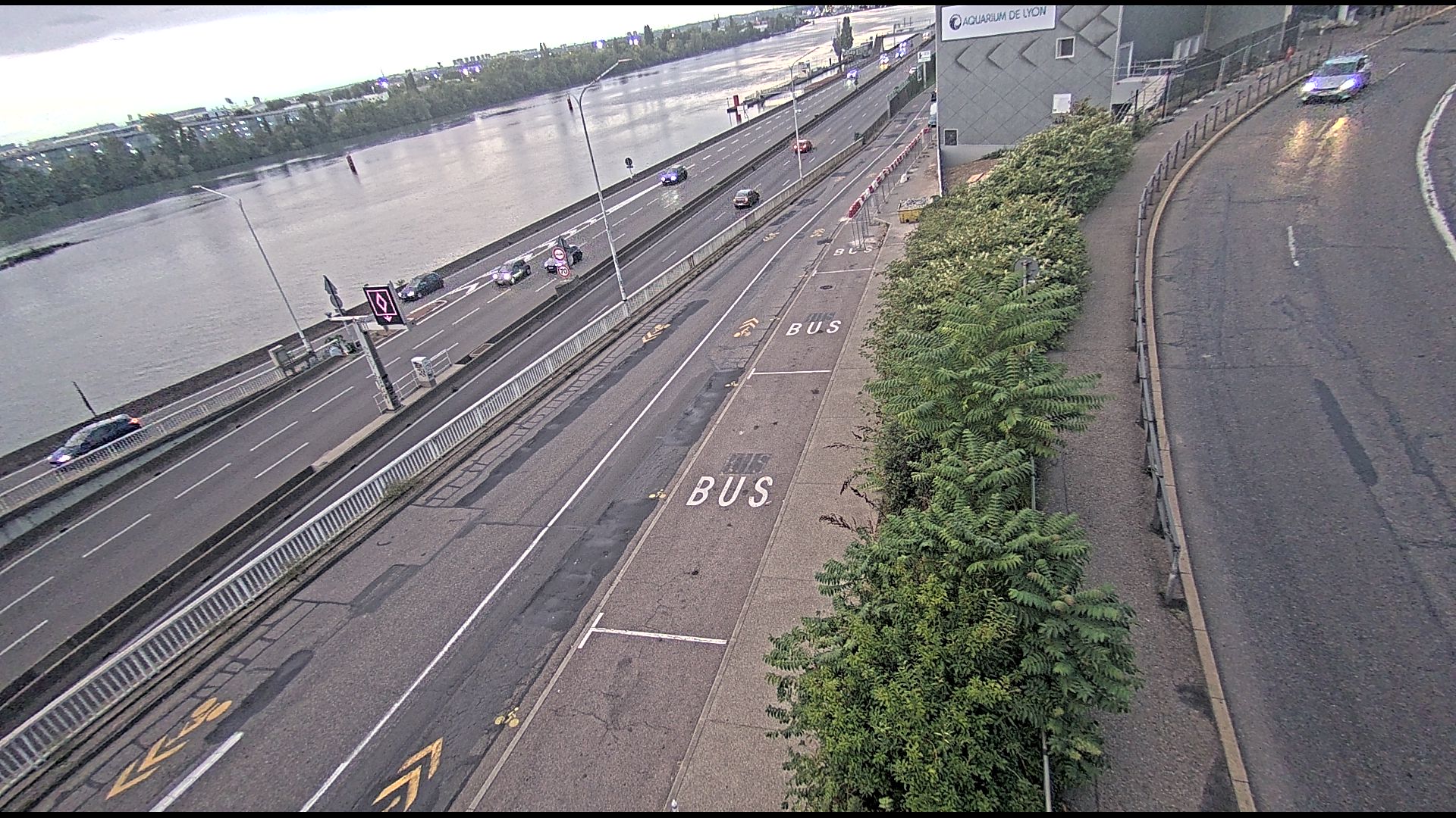 Caméra trafic sur A7 à Lyon, au niveau du Pont de la Mulatière, vue orientée vers Marseille